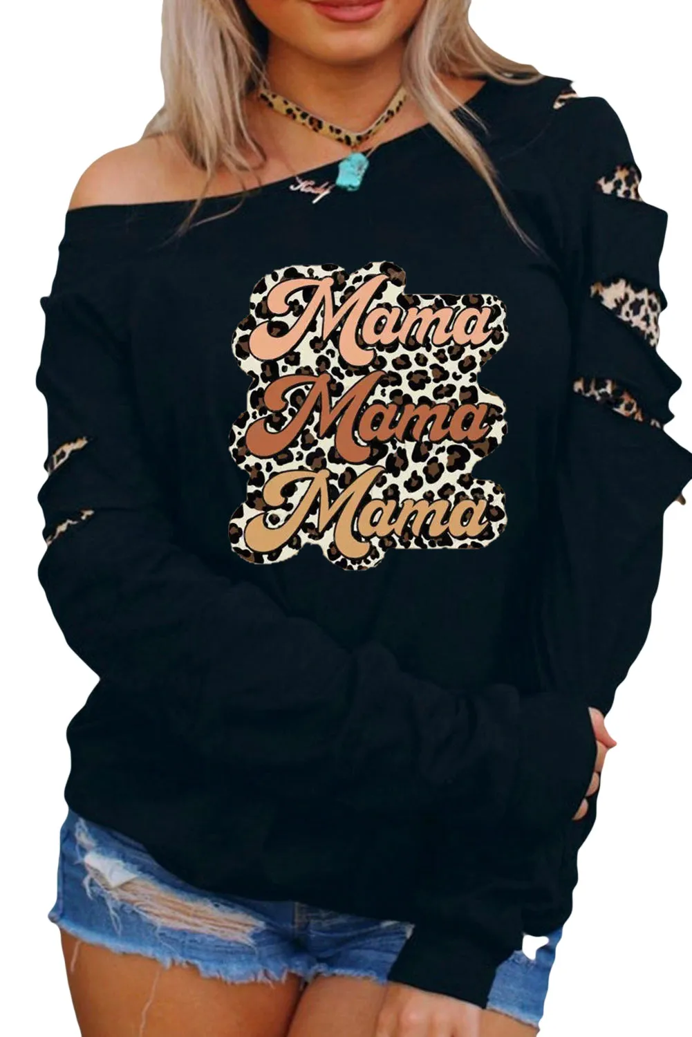 Black Sweatshirts for Women Crewneck Tops Long Sleeve Print Pullover Tops