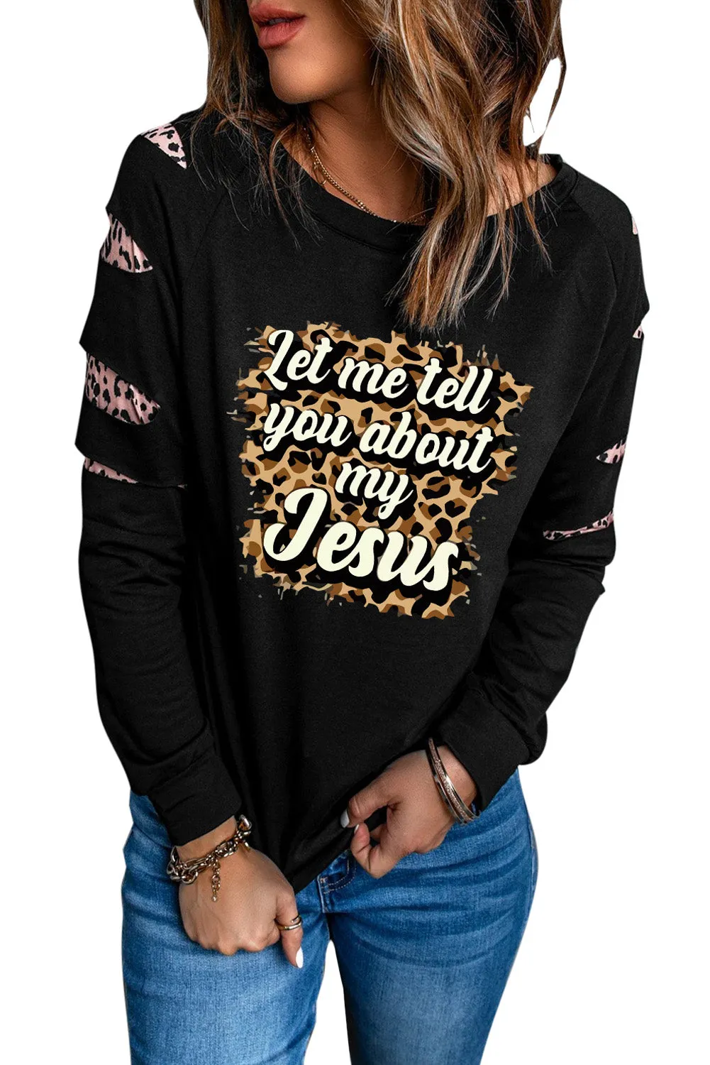 Black Sweatshirts for Women Crewneck Tops Long Sleeve Print Pullover Tops