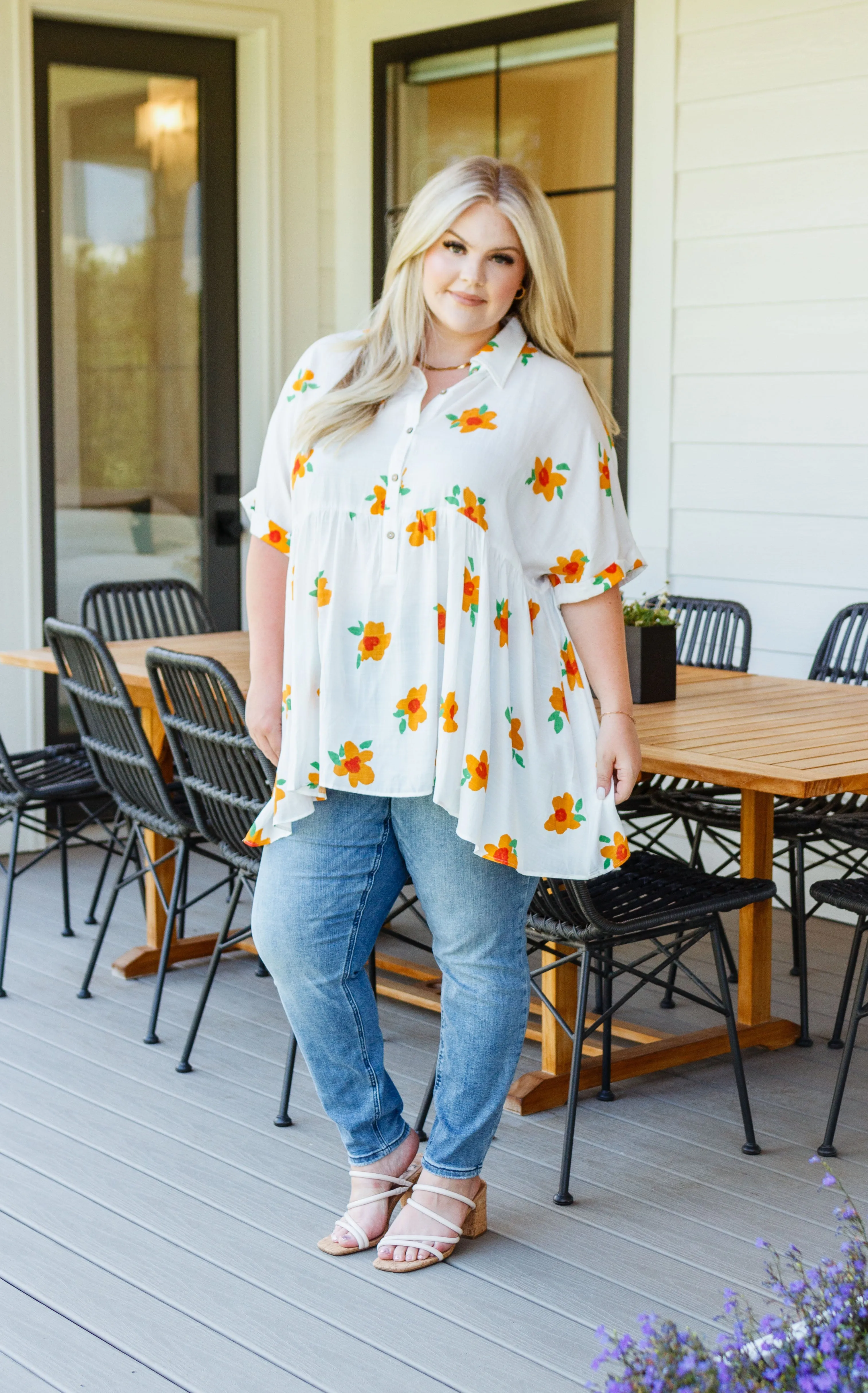 Blissed Out Button Up Babydoll Tunic- USE CODE SPRING24 for 40% OFF!!!!