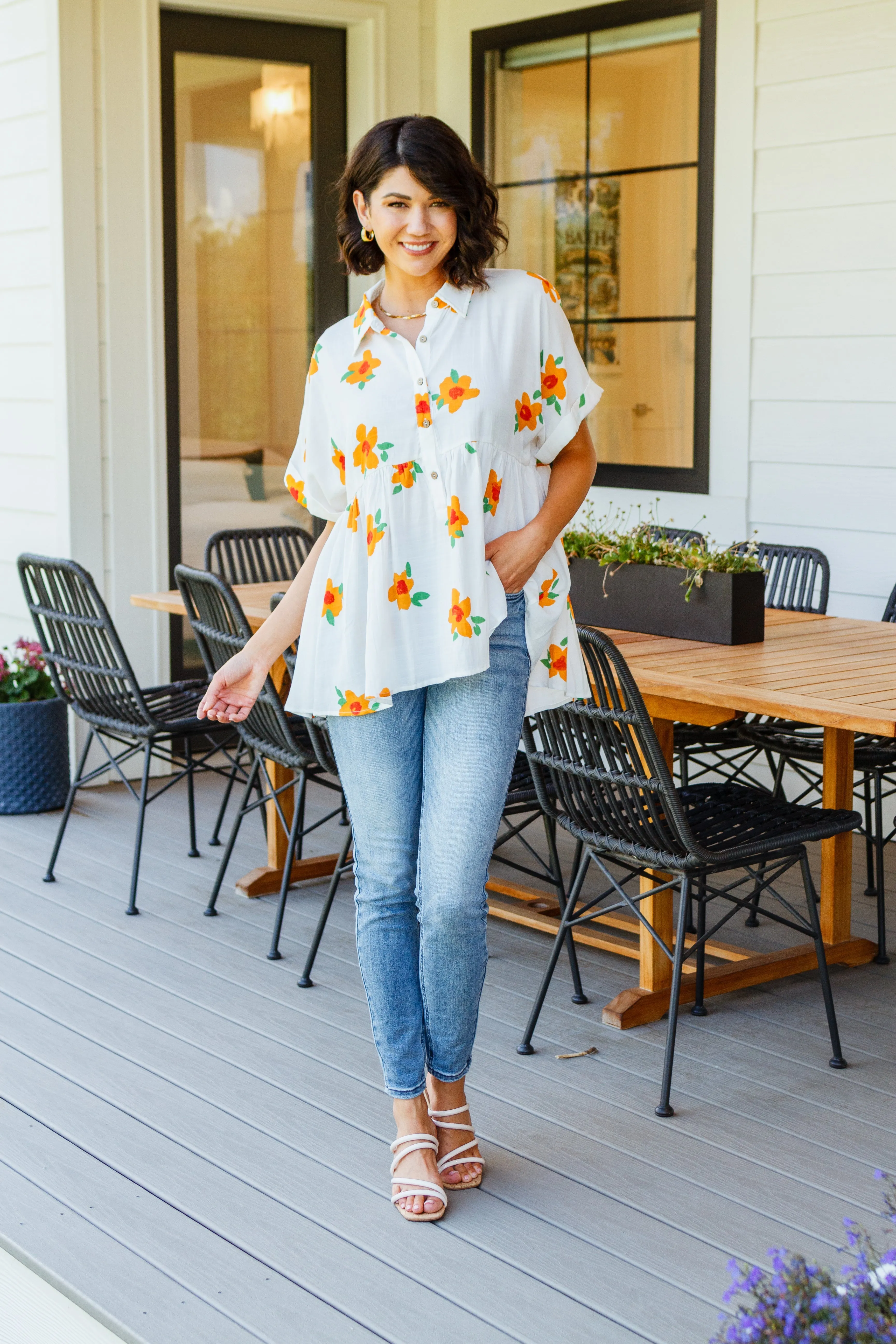 Blissed Out Button Up Babydoll Tunic- USE CODE SPRING24 for 40% OFF!!!!