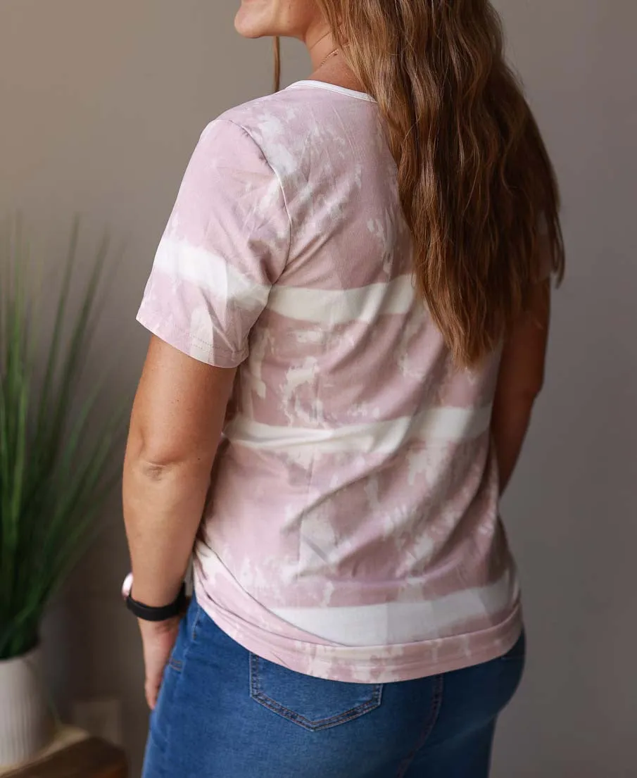 Blush Tie Dye Henley Top • S, XL, 2XL PLUS