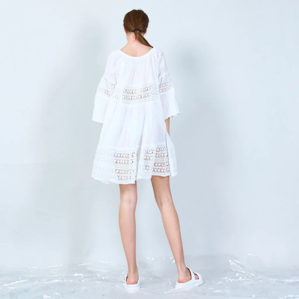 Boho crochet tunic midi dress wholesale