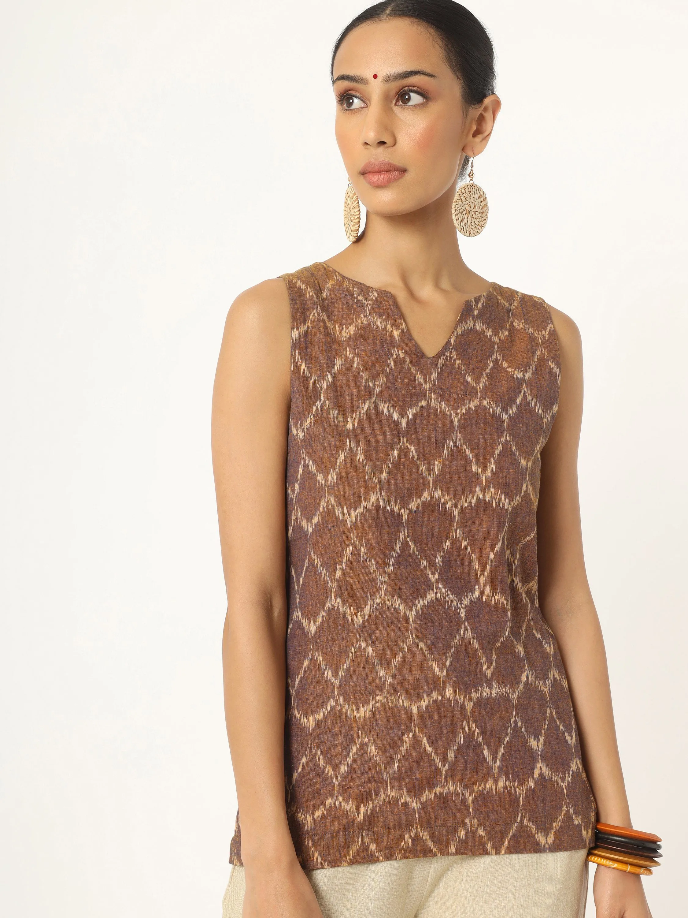 Brown Ikat Top