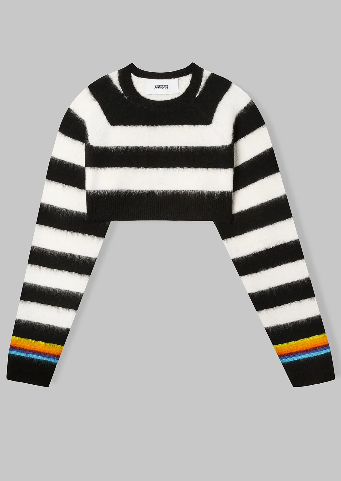 BRUSHED STRIPED CROPPED SWEATER