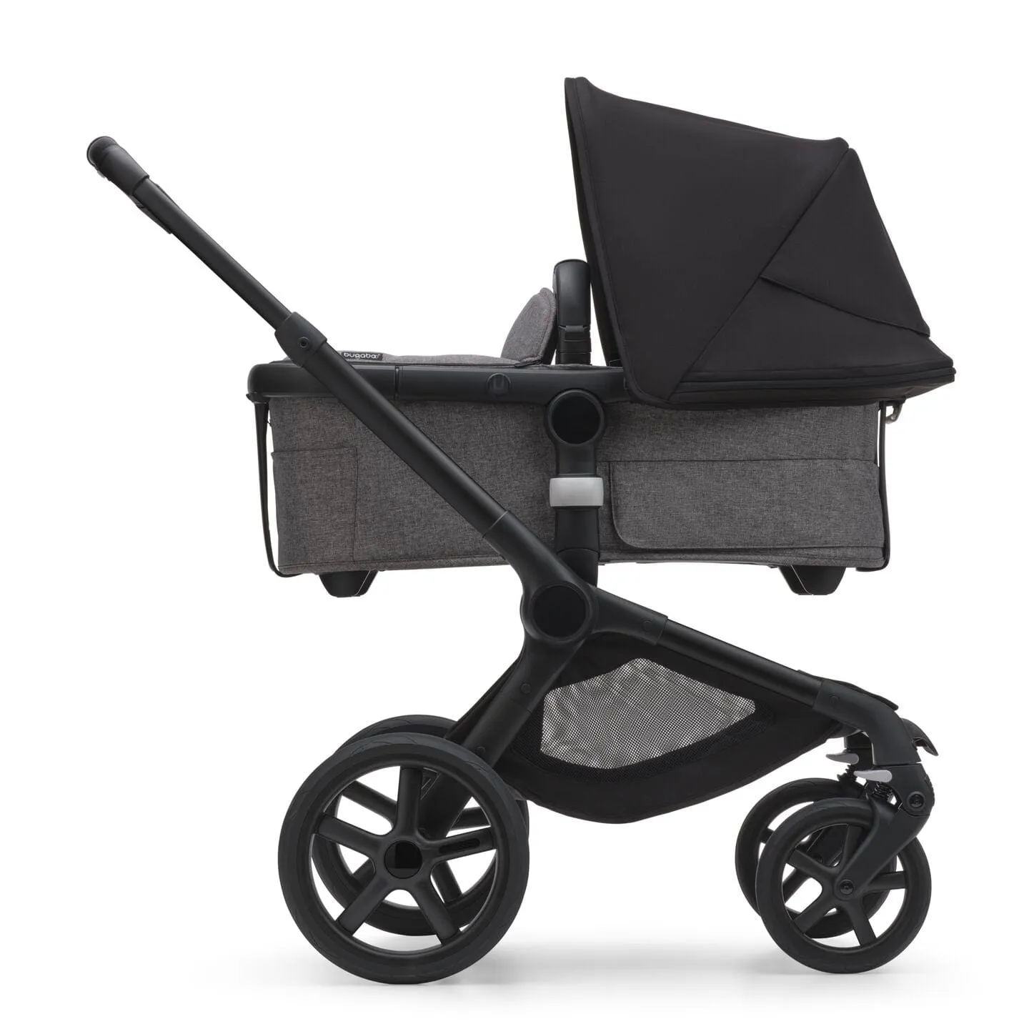 Bugaboo Fox 5, Nuna Turtle and Base Travel System - Black/Grey Melange/Midnight Black