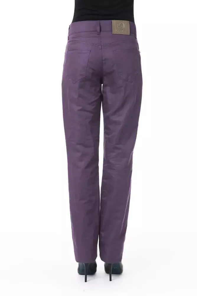 BYBLOS Purple Cotton Women Women's Pants