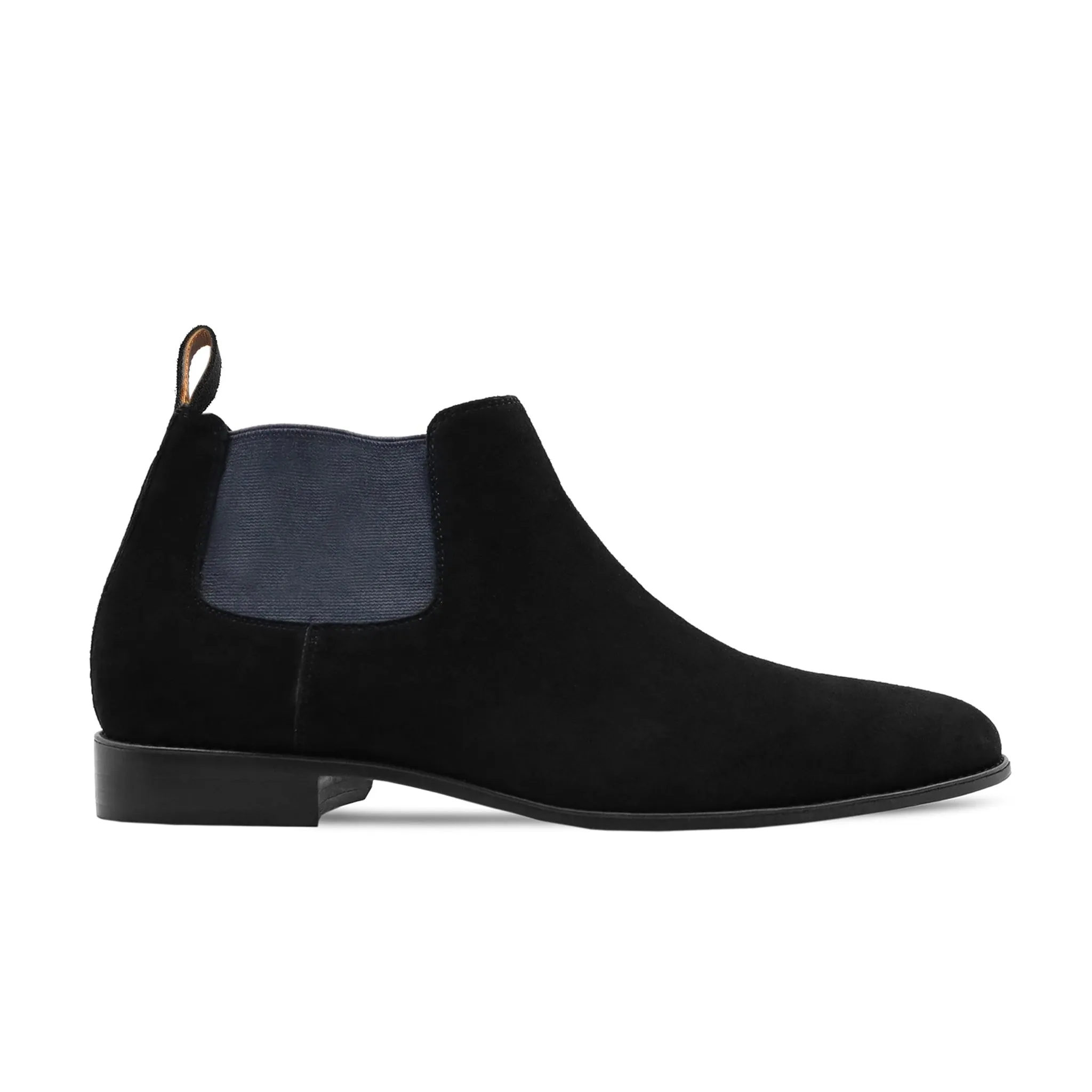 Calthe - Men's Black Kid Suede Chelsea Boot