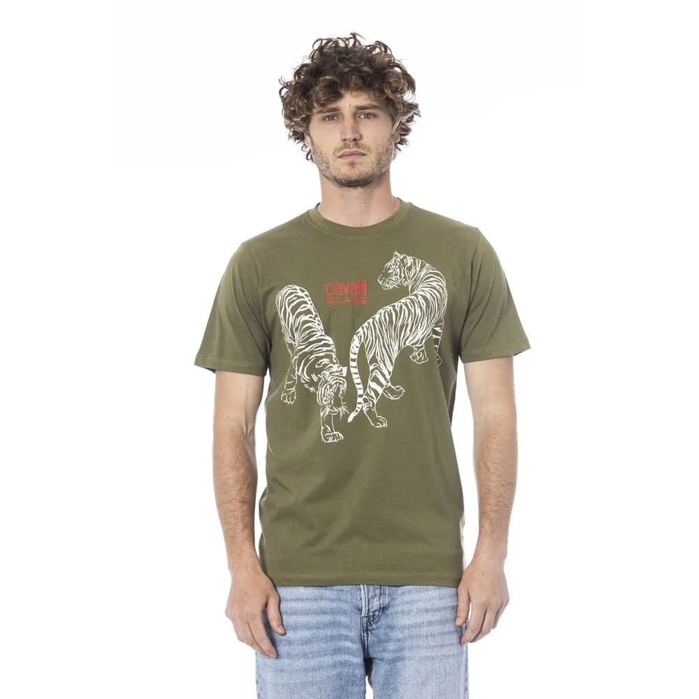 Cavalli Class Green Cotton Men Men's T-Shirt