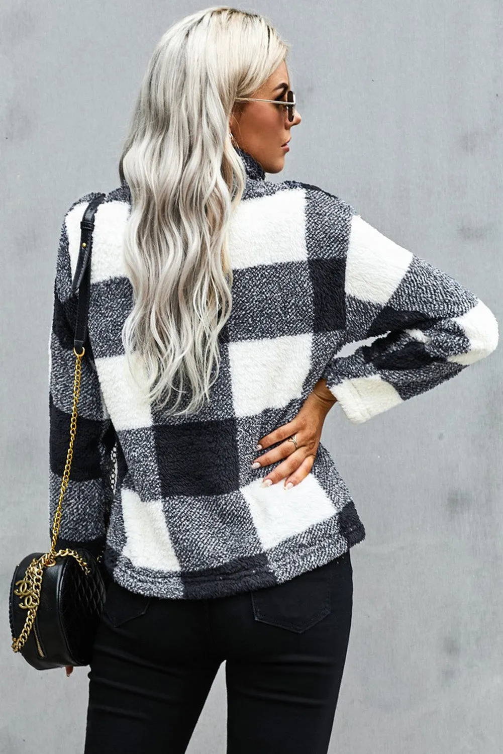 Checkered Half Zip Pullover