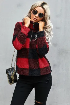 Checkered Half Zip Pullover