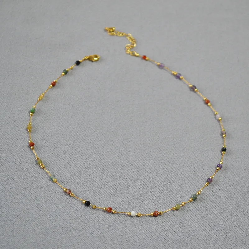 Colorful Gems Chain Necklace