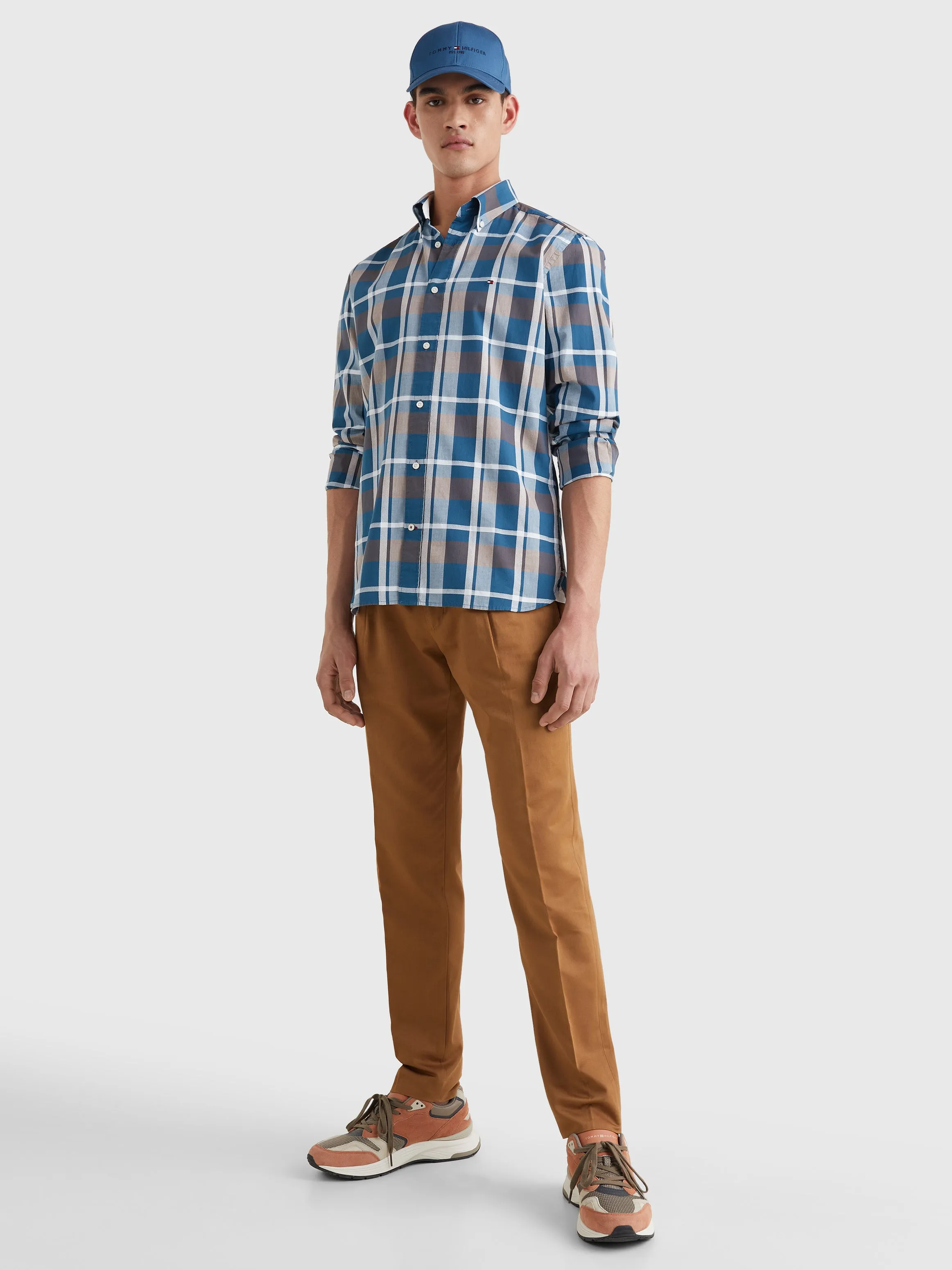 Combo Check Regular Fit Shirt - Blue Dock/White