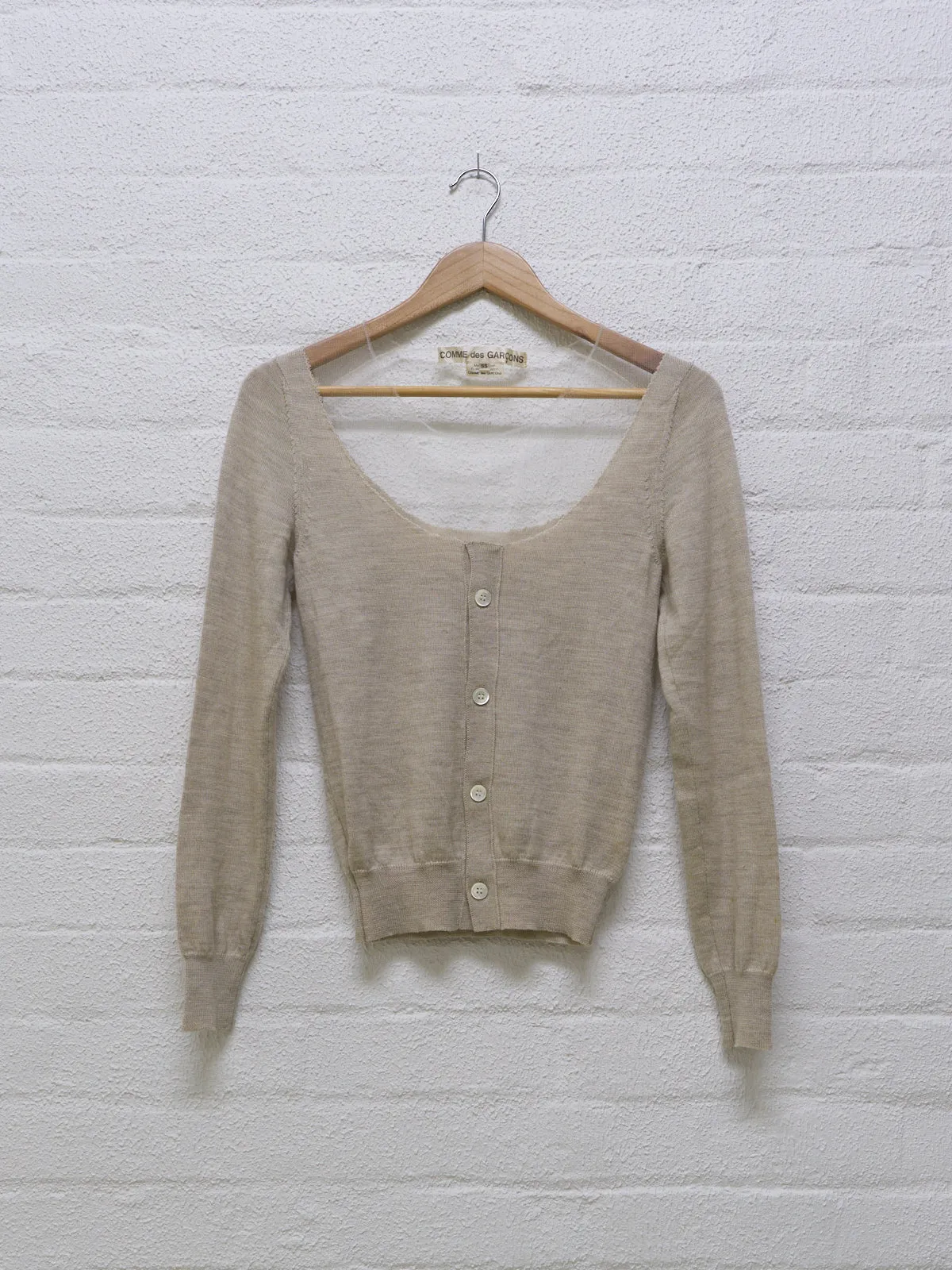 Comme des Garcons 2006 oatmeal wool and mesh cardigan - size S