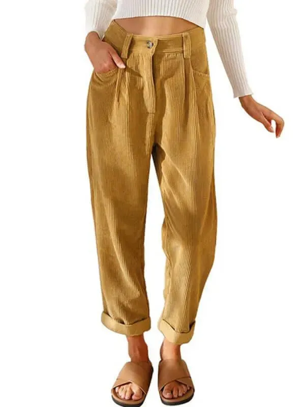 Corduroy Loose Straight Women Pants