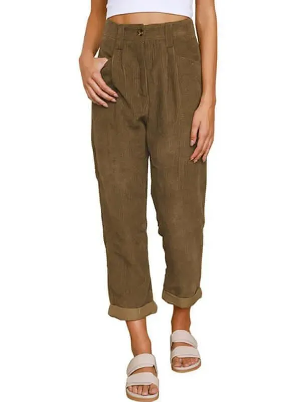 Corduroy Loose Straight Women Pants