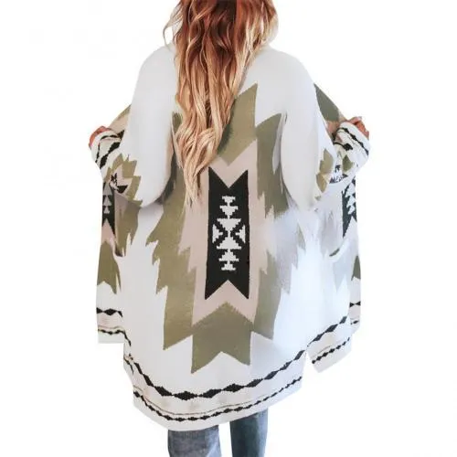 Cowichan Cardigan Aztec Sweater Duster Ivory Brown Or Black You Choose Thick Cushy Boho Blanket Jacket With Pockets Available In Sizes Small Medium Large Or Extra Large XL