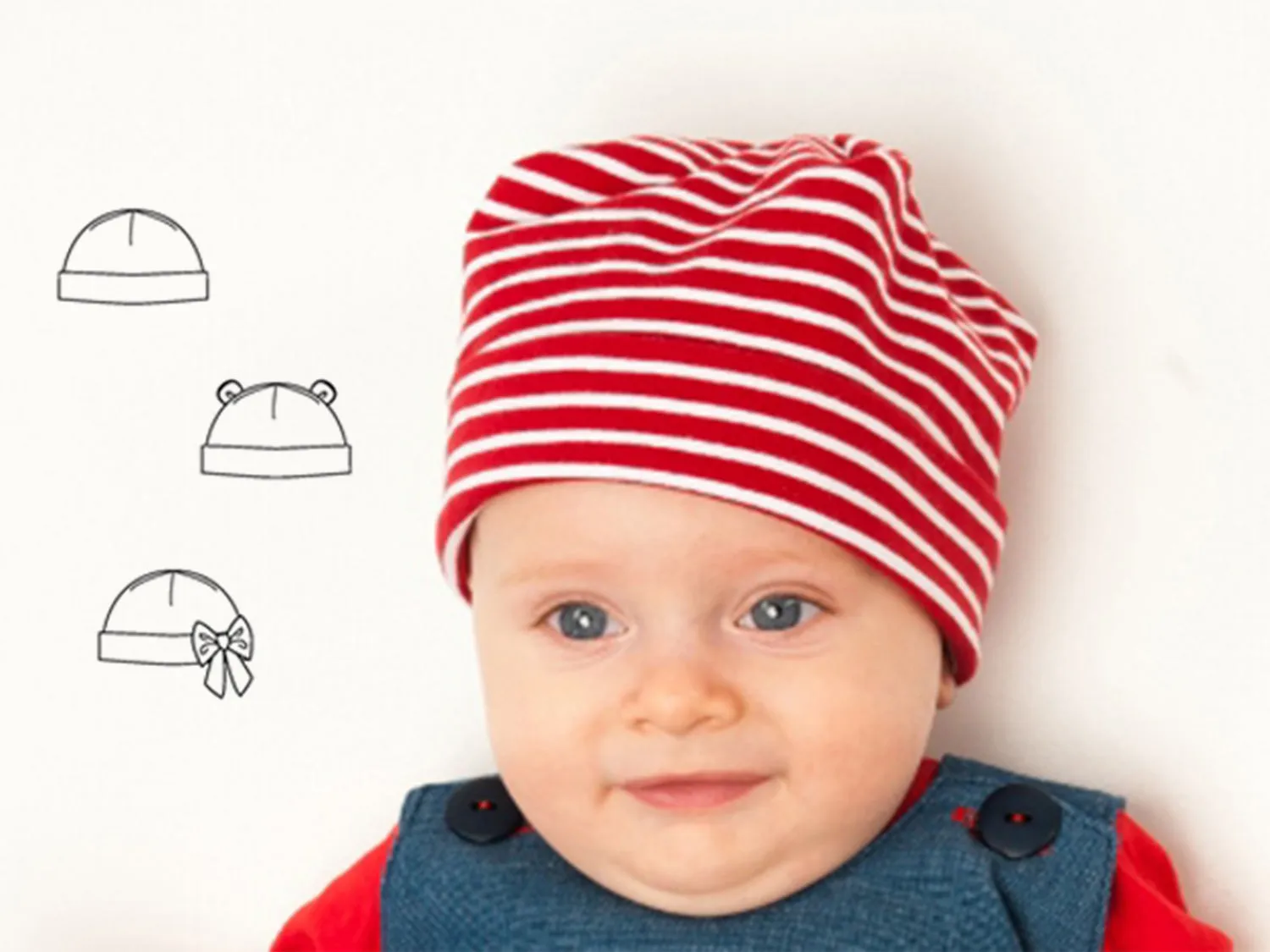 Easy Baby Hat sewing pattern pdf newborn to 3Y, for Children Boy   Girl Beanie in 3 Versions. Nice Baby shower gift ORSO from Patternforkids