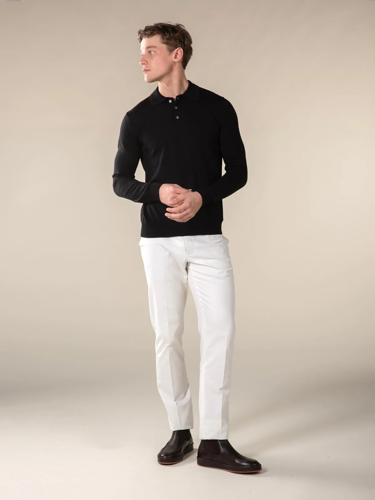 Extrafine Merino Polo Black