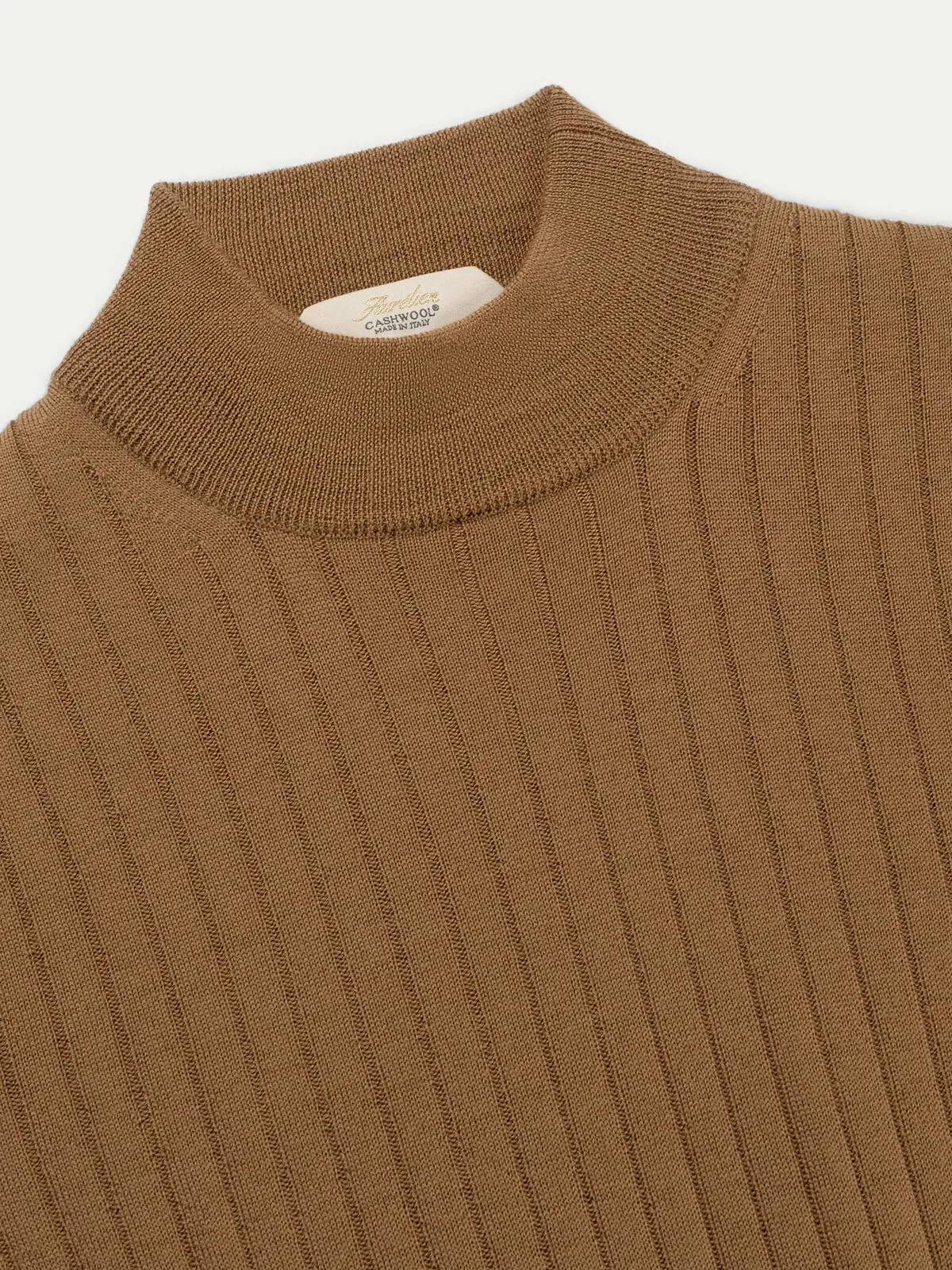 Extrafine Merino Ribbed Mockneck Caramel