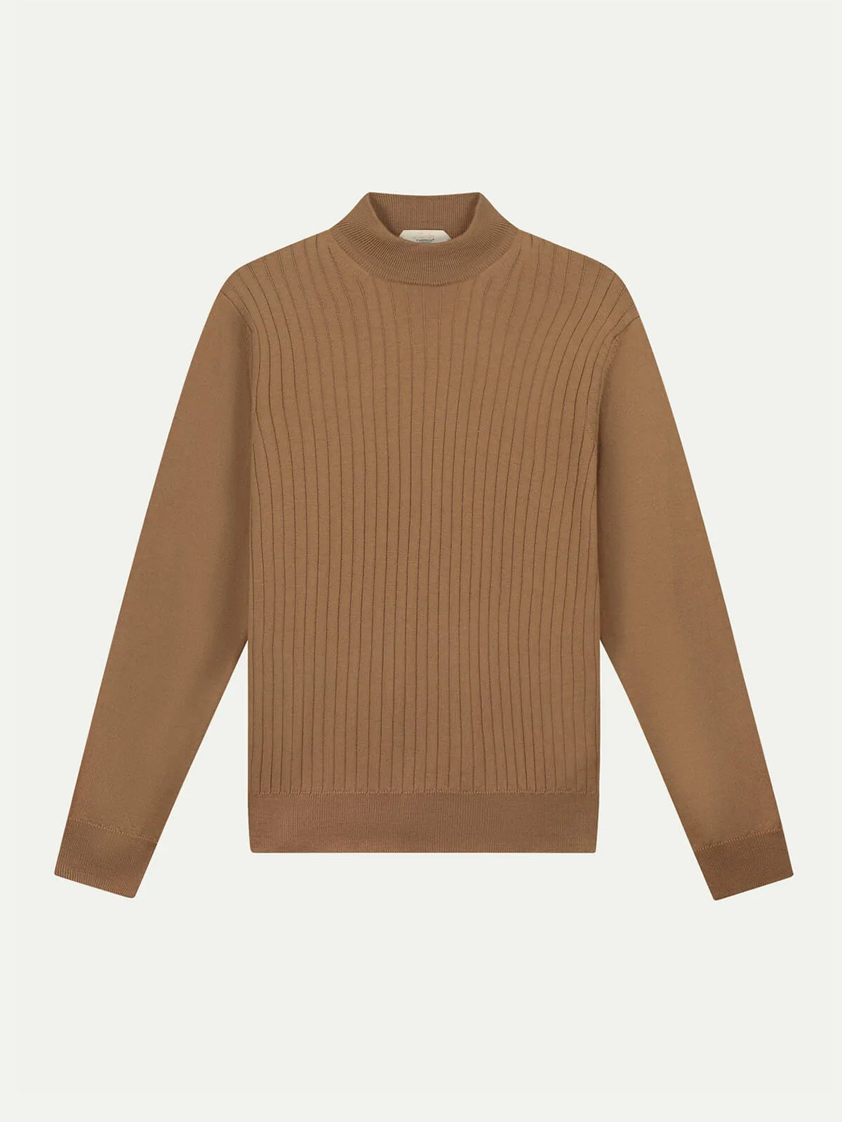 Extrafine Merino Ribbed Mockneck Caramel