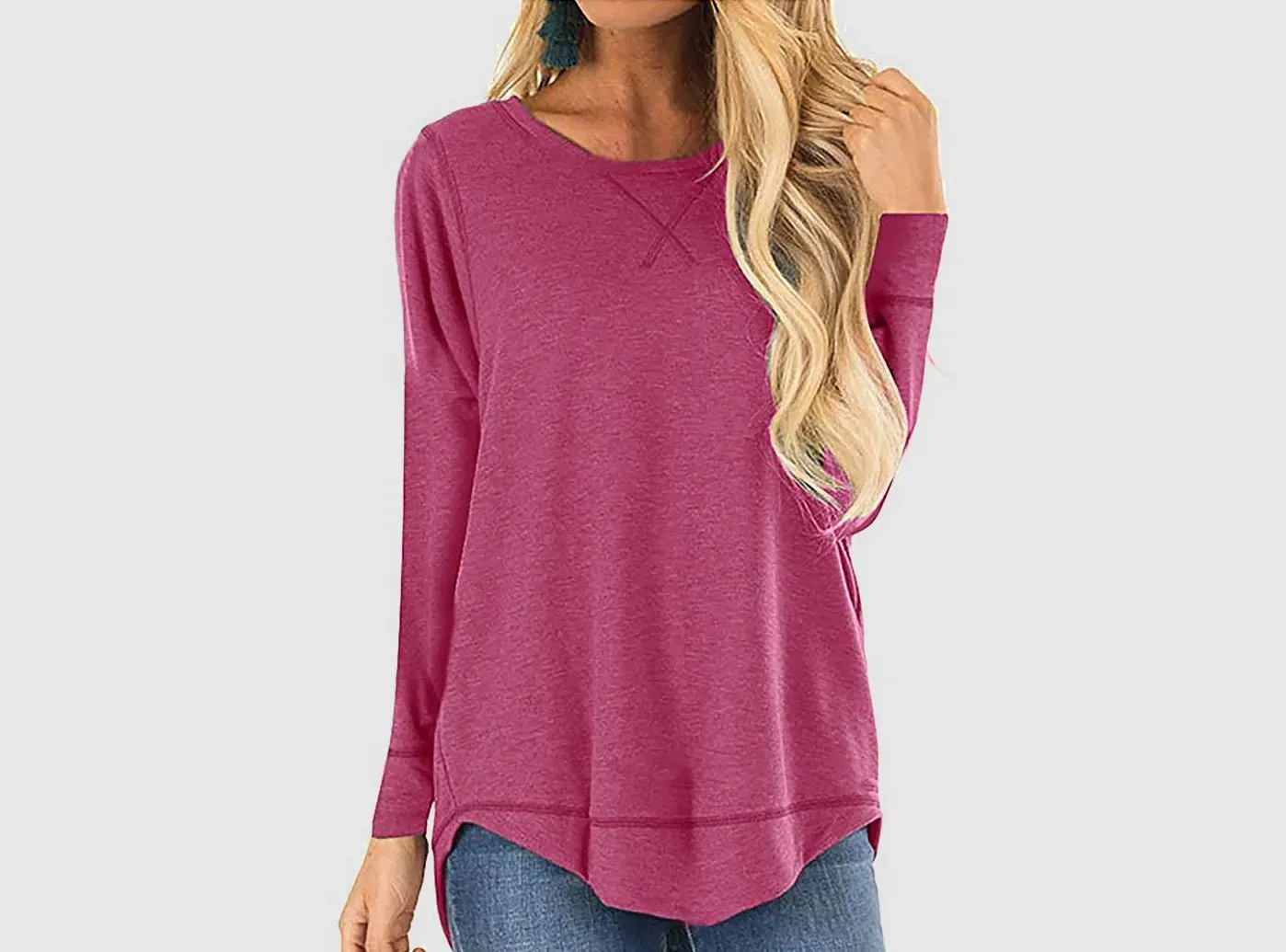 FitVille Women's Long-Sleeve Round Neck T-Shirt