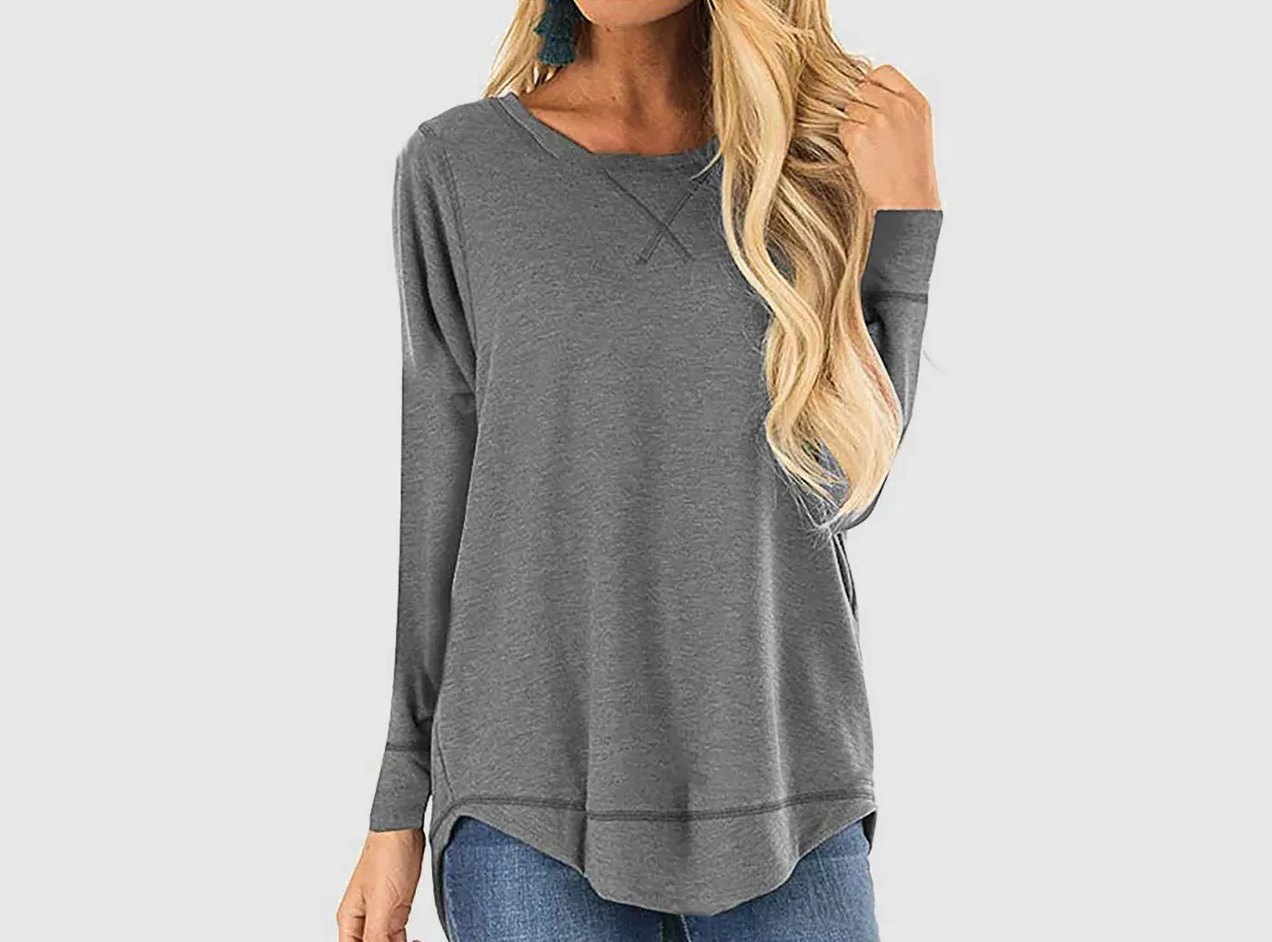 FitVille Women's Long-Sleeve Round Neck T-Shirt