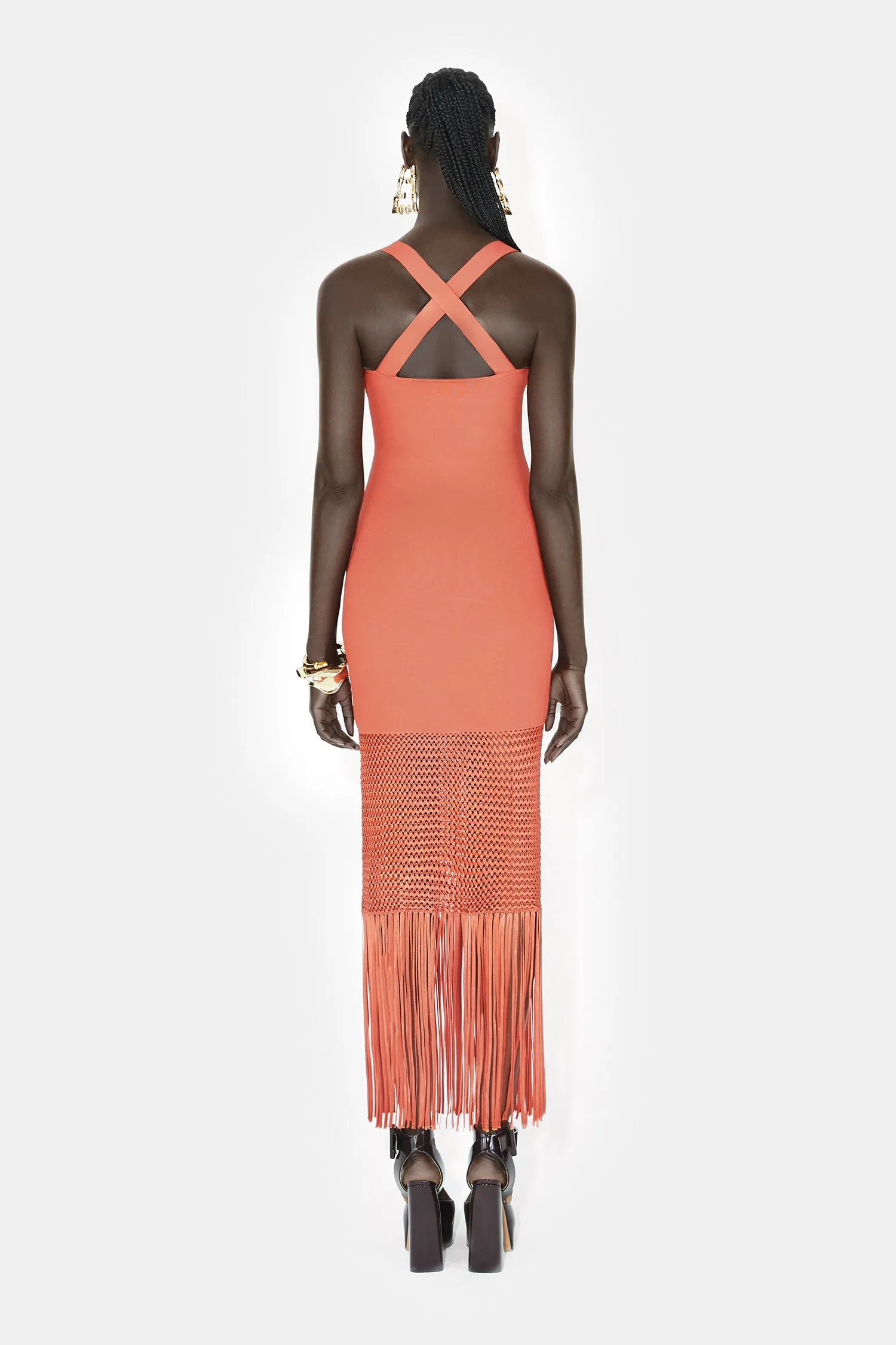 Fringe Diana Dress - Coral