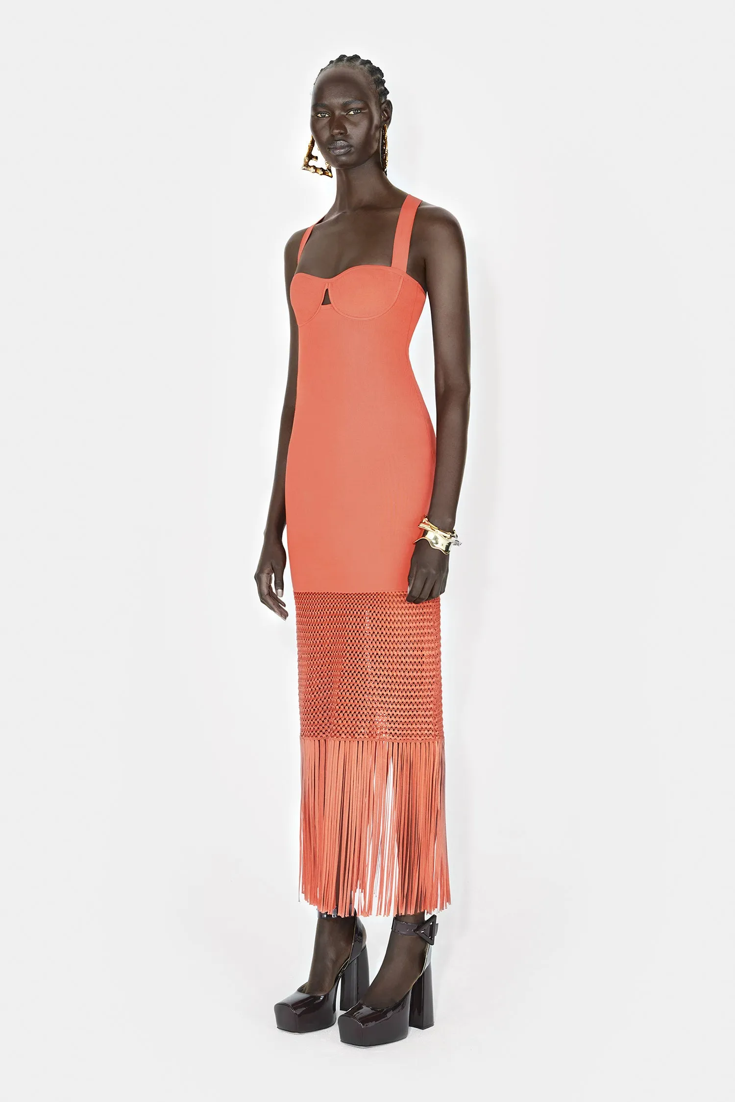 Fringe Diana Dress - Coral