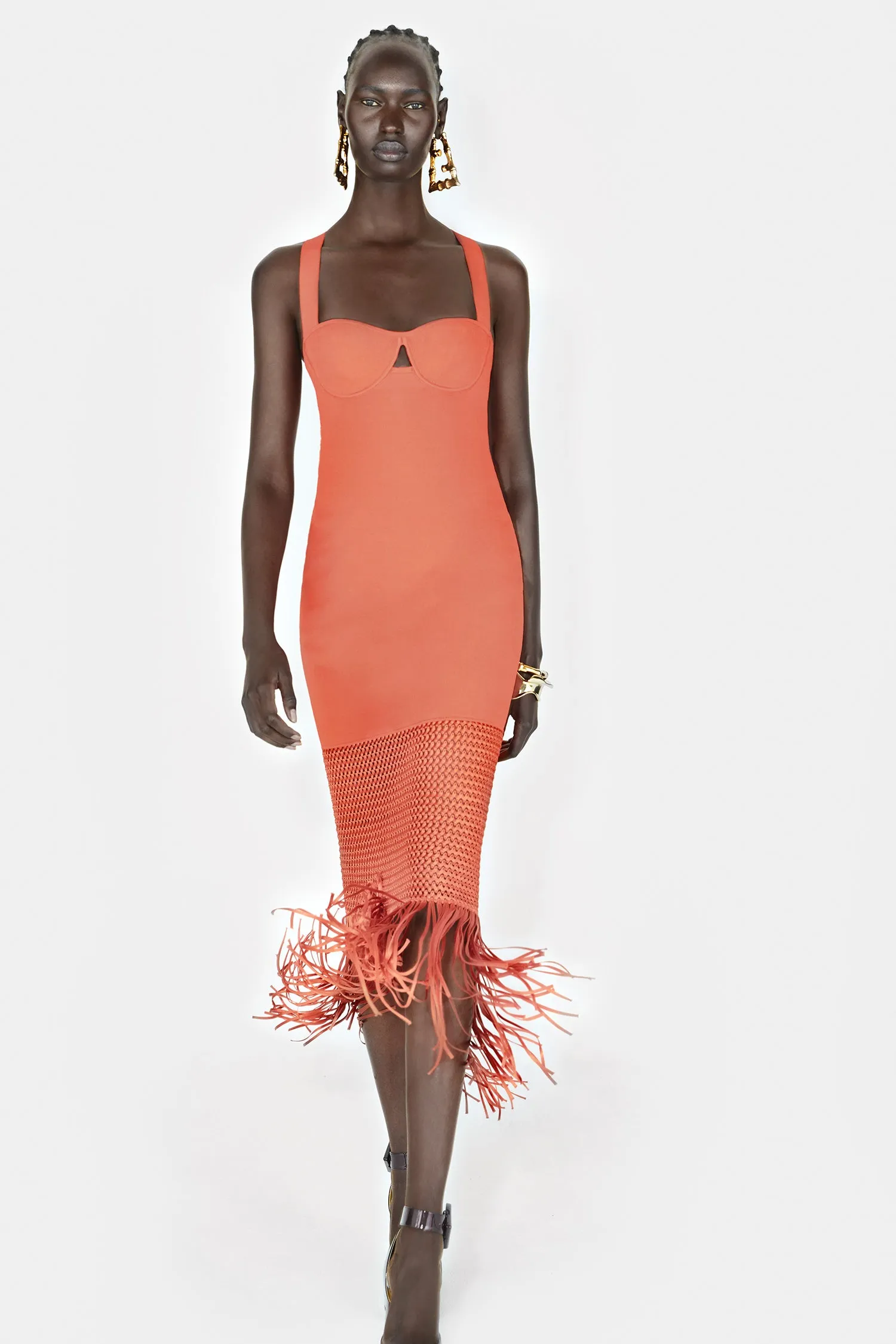 Fringe Diana Dress - Coral