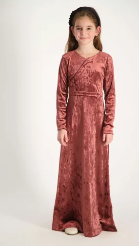 Kids Maxi Velvet Dress / Ice Pudra