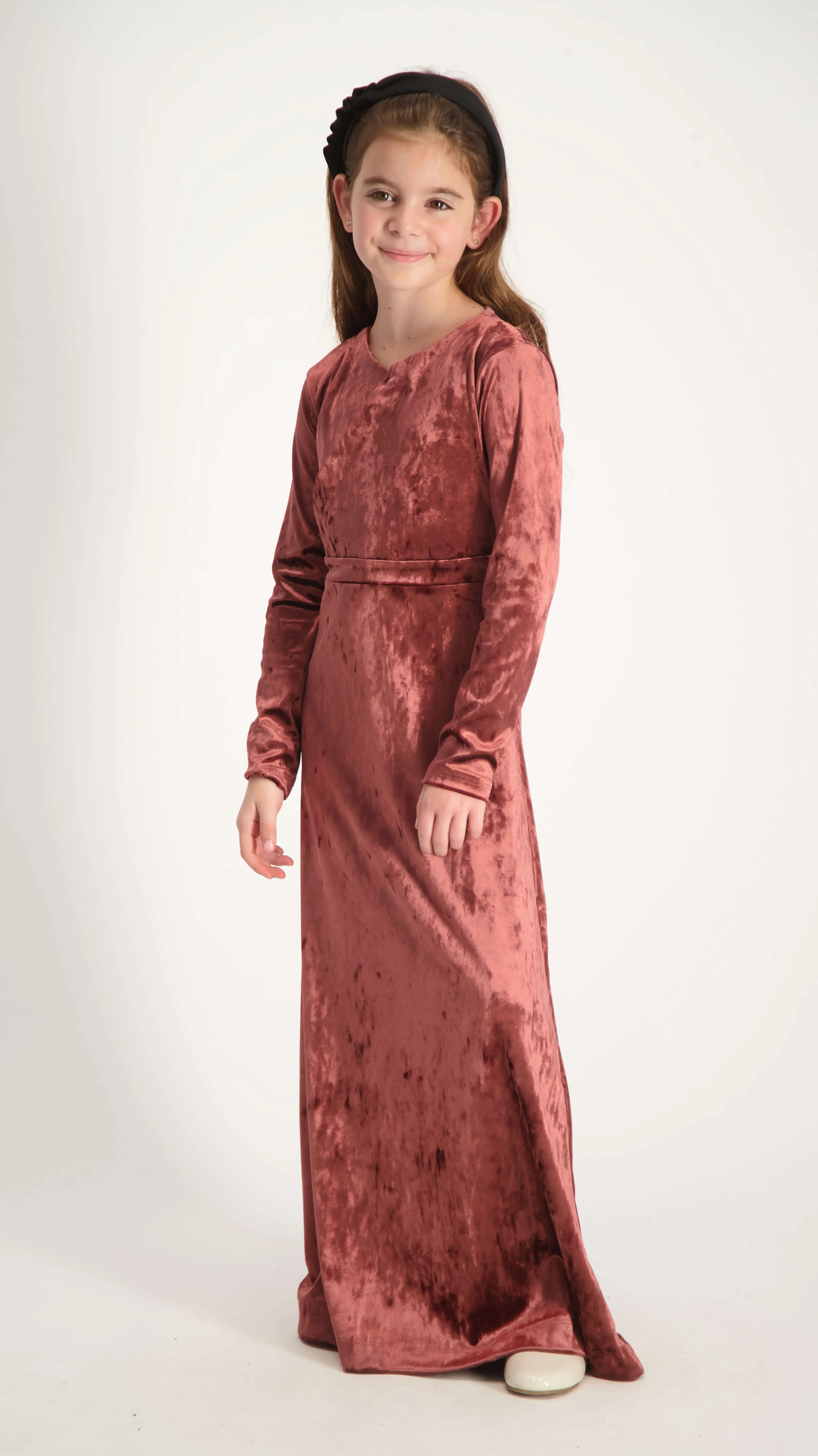 Kids Maxi Velvet Dress / Ice Pudra