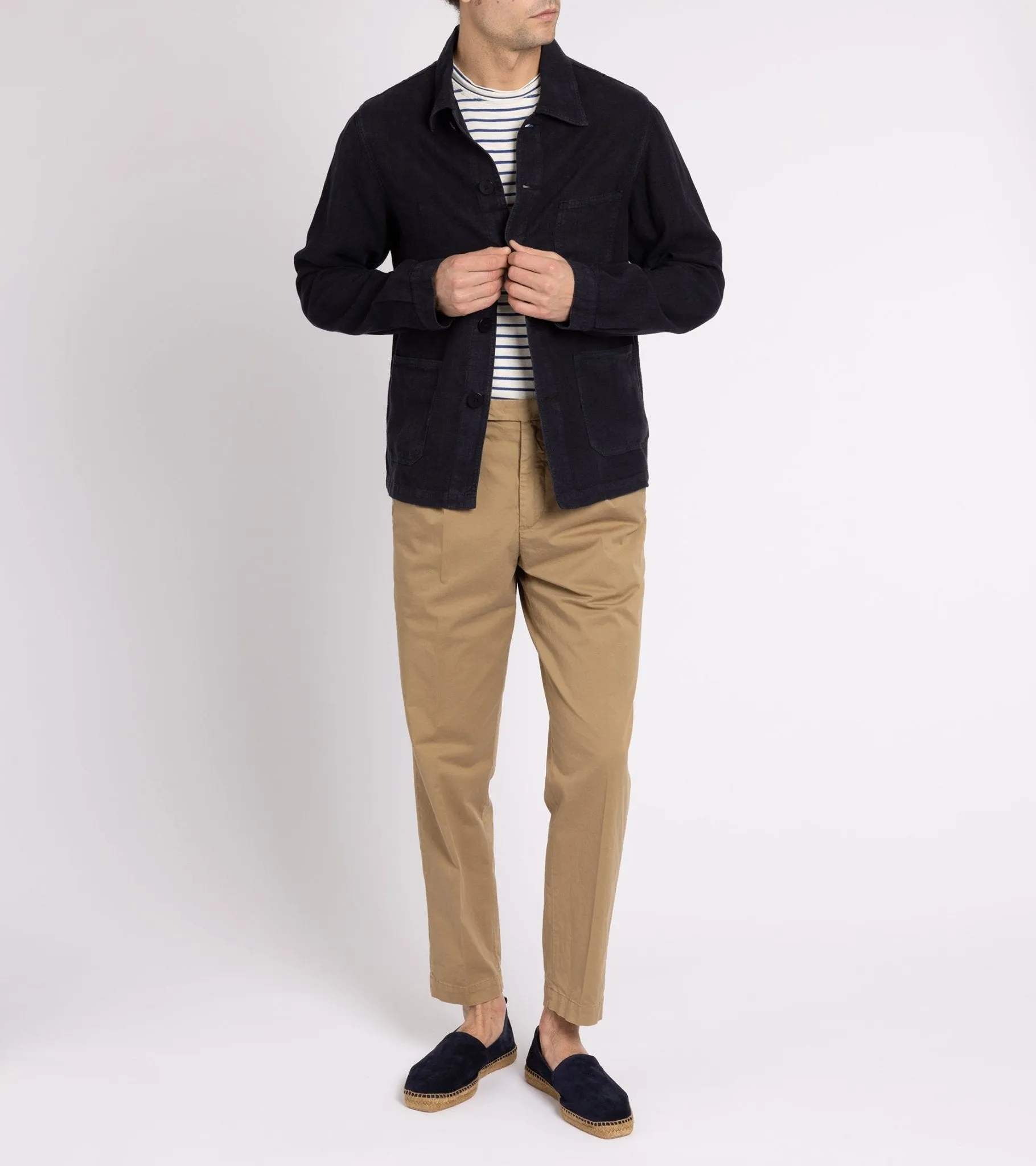 La Paz Batista Linen Work Jacket: Navy