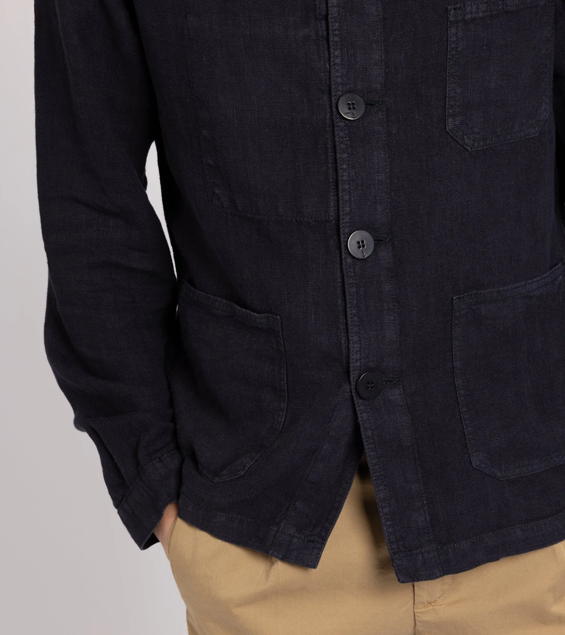 La Paz Batista Linen Work Jacket: Navy