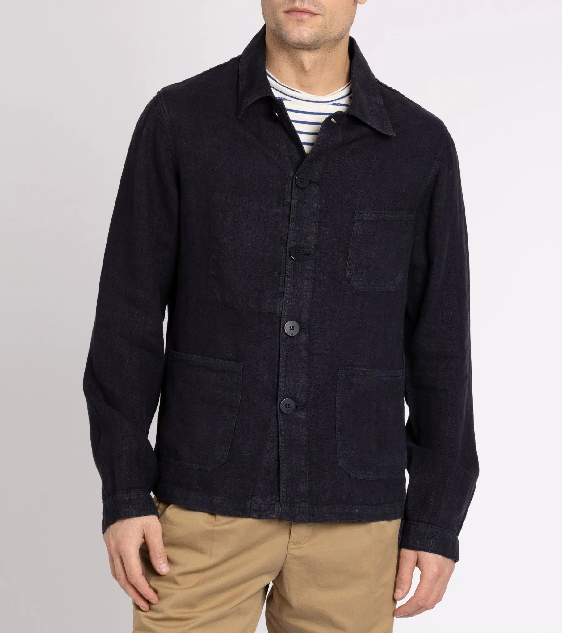 La Paz Batista Linen Work Jacket: Navy