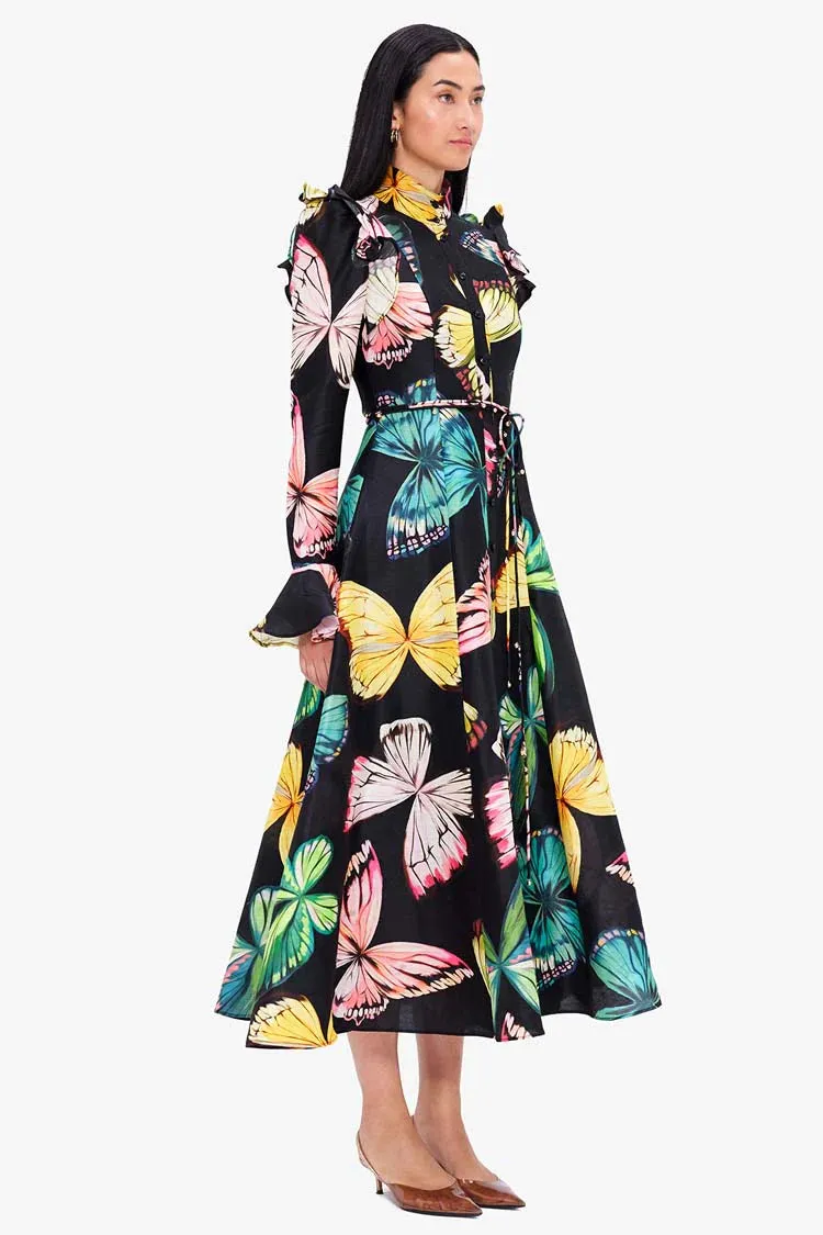 LEO LIN Katrina Butterfly Sleeve Midi Dress