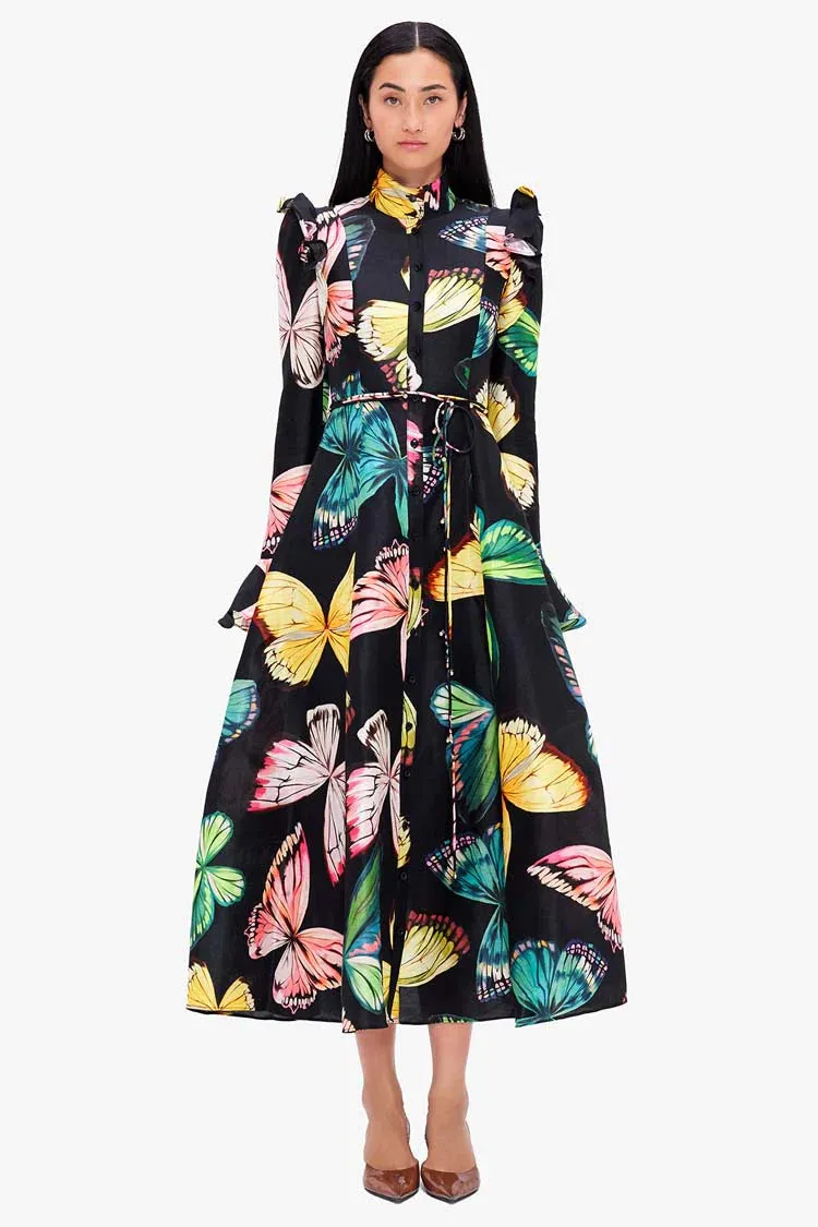 LEO LIN Katrina Butterfly Sleeve Midi Dress