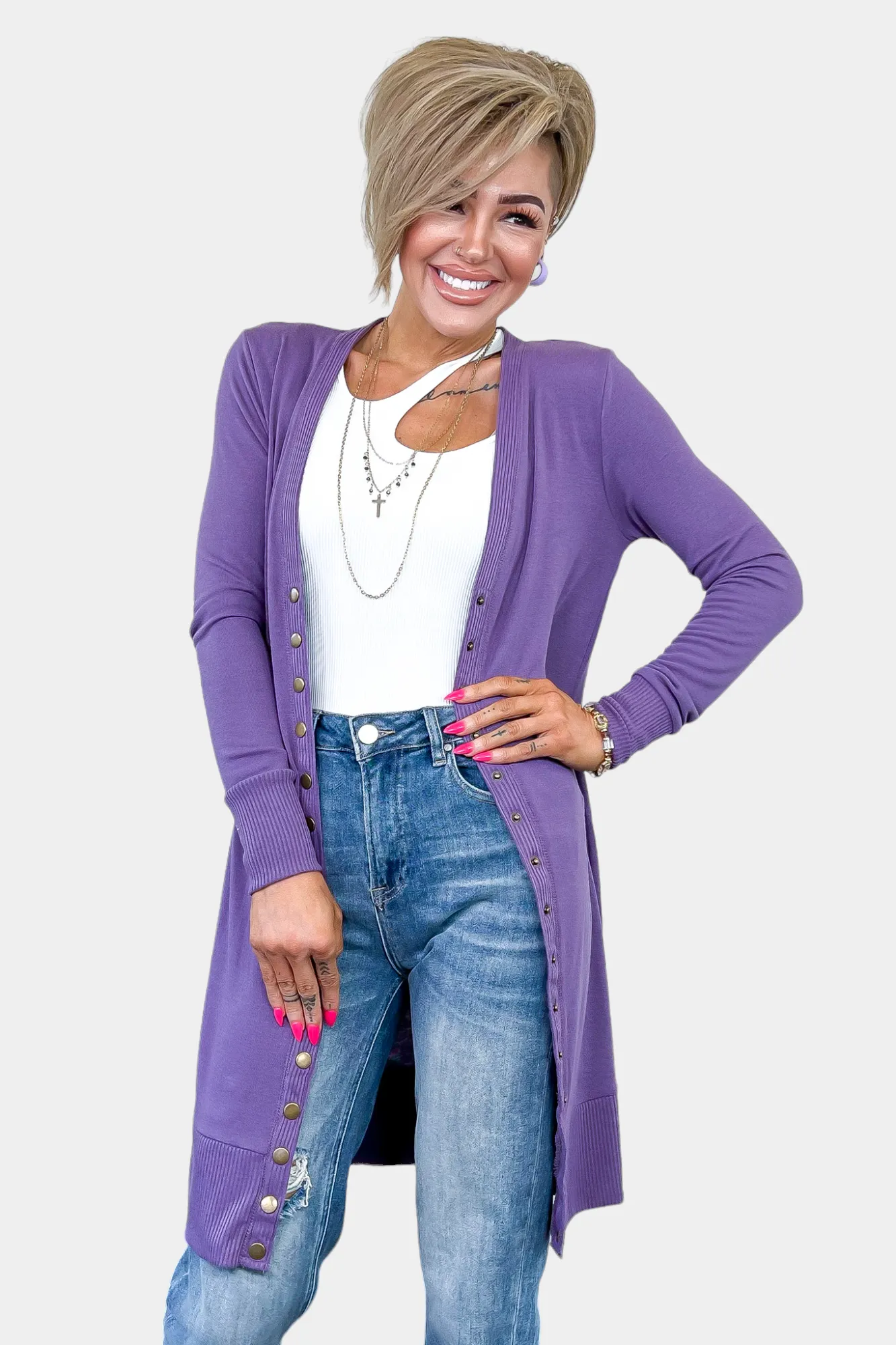 Long Snap Cardigan