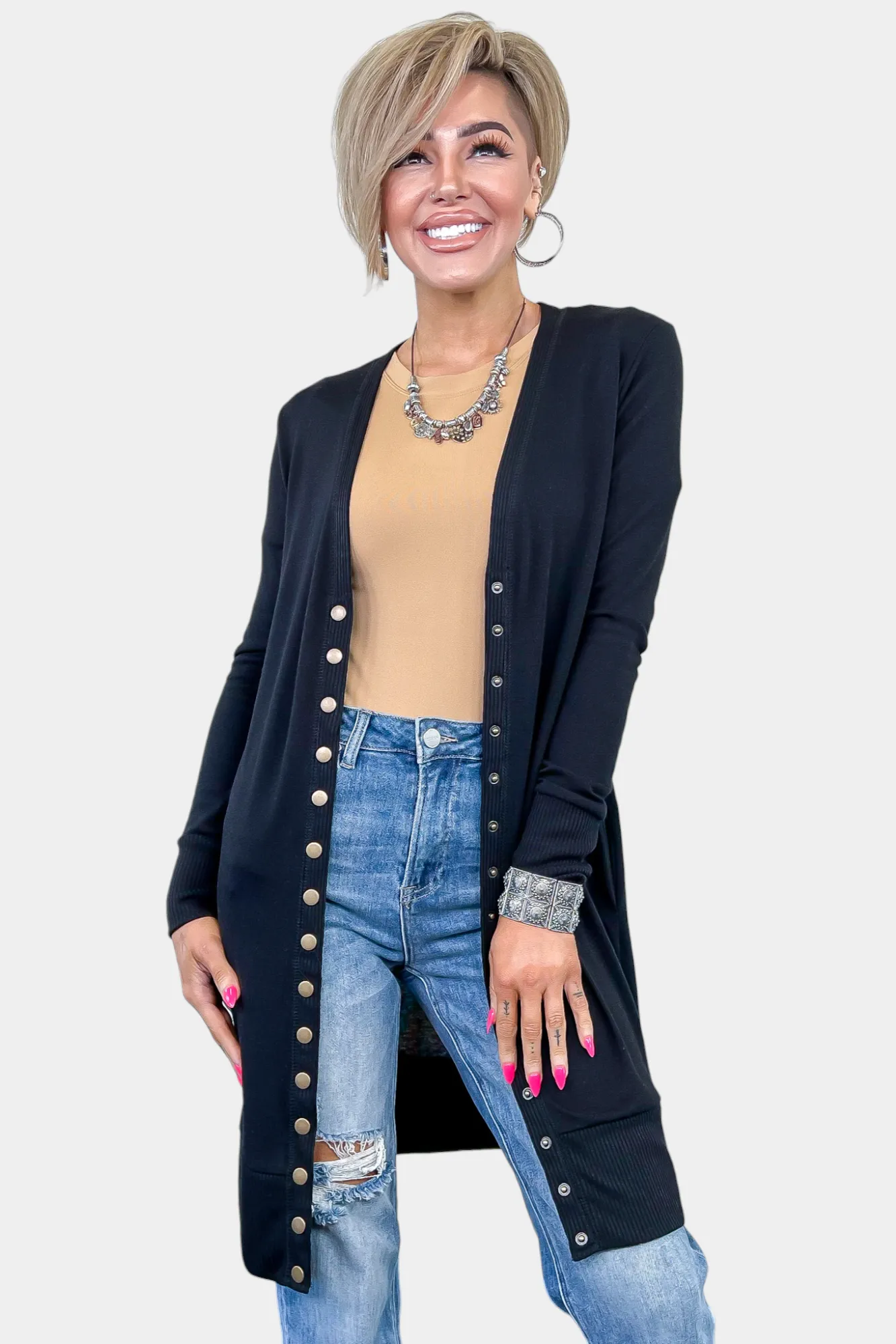 Long Snap Cardigan