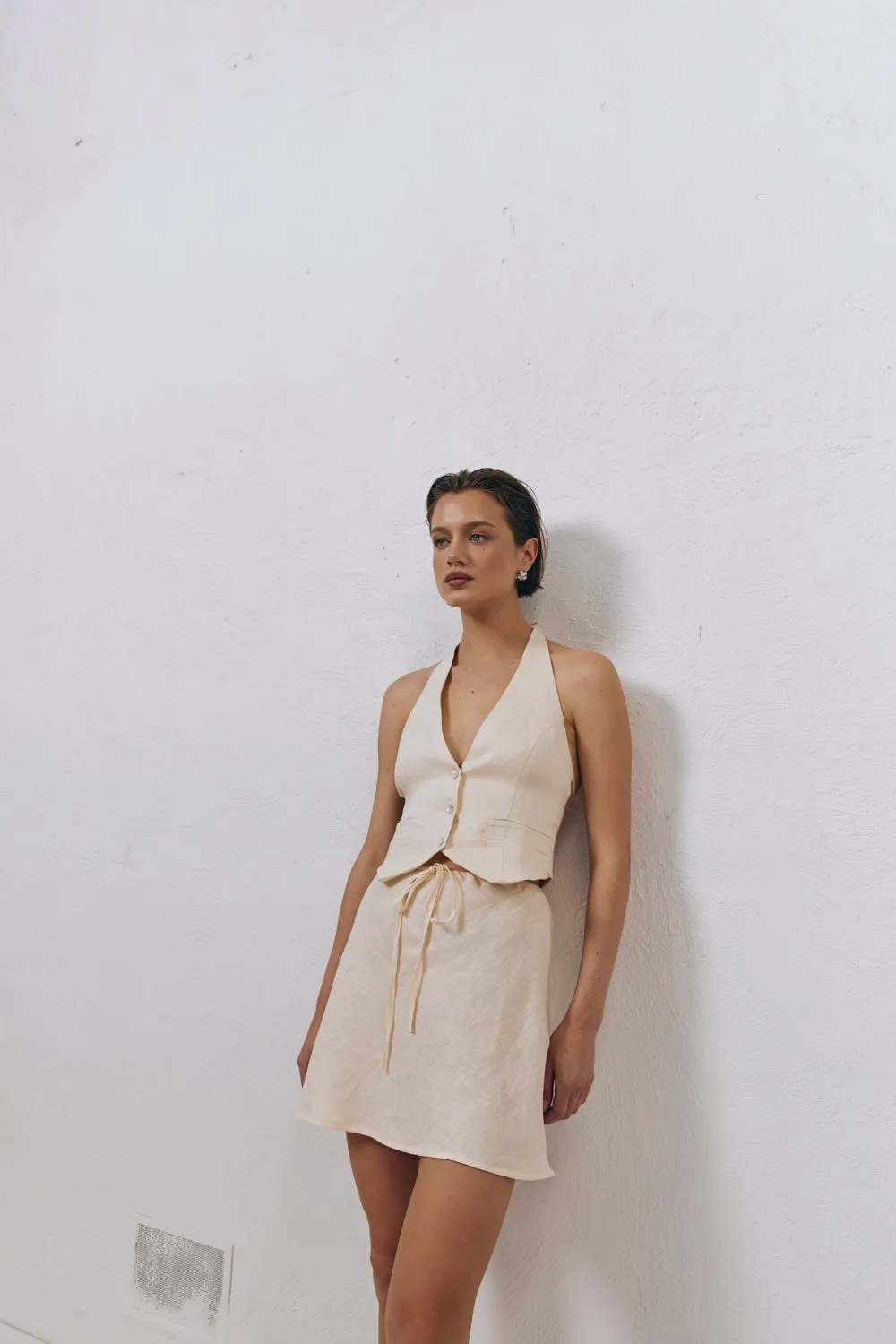 Los Cabos Linen Vest Cream