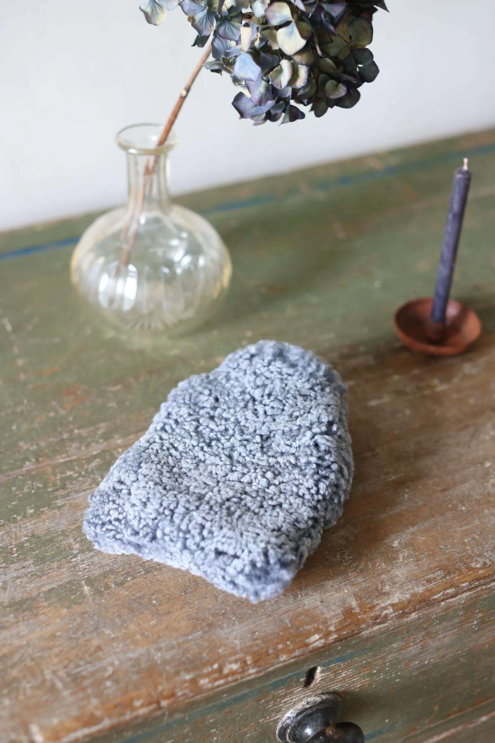 Micro Hotwater Bottle and Cover in SilverGrey Sheepskin