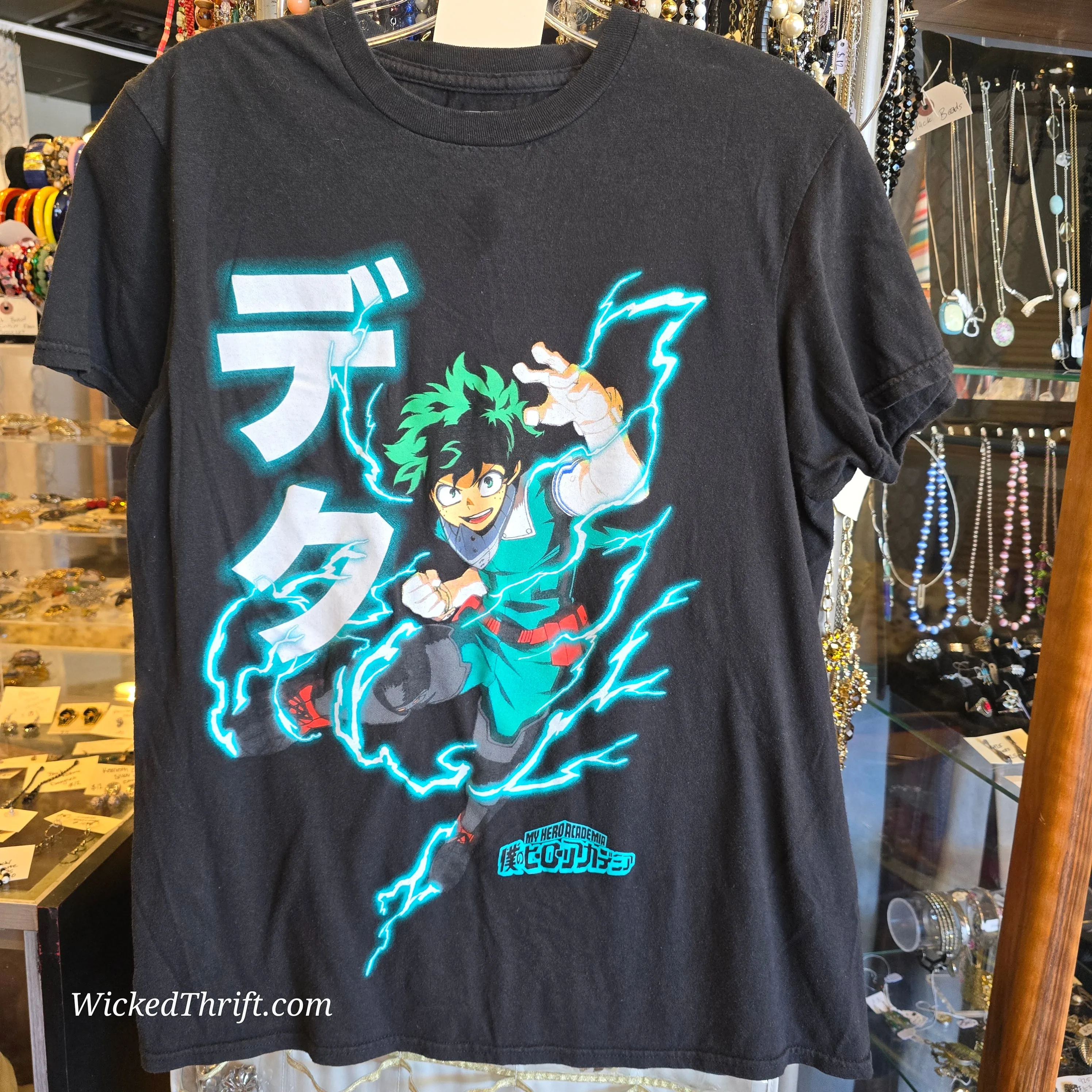 MY HERO ACADEMIA Black Blue Graphic Tee M