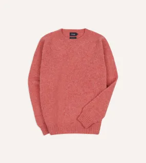 Pink Brushed Shetland Crew Neck Jumper