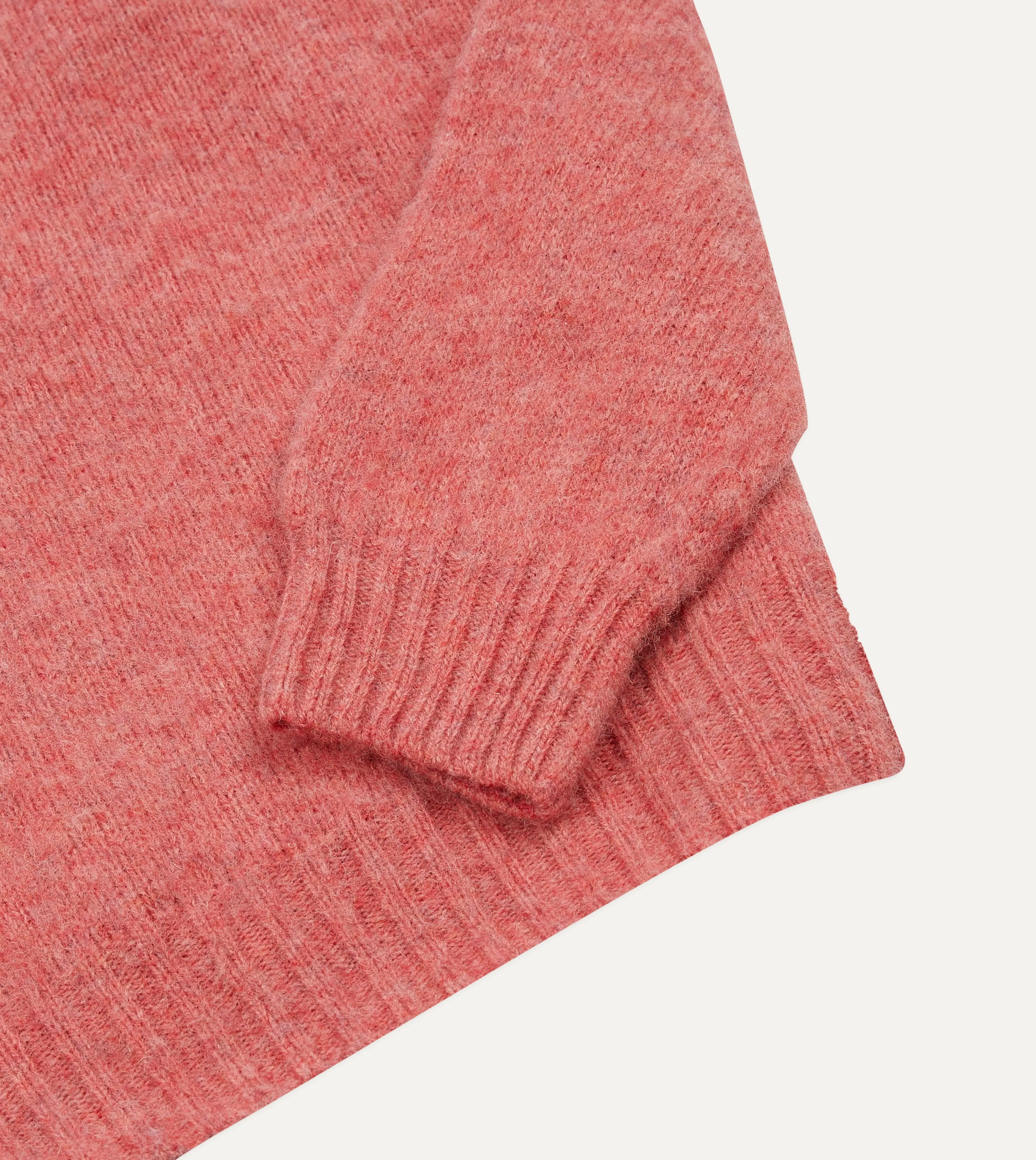 Pink Brushed Shetland Crew Neck Jumper