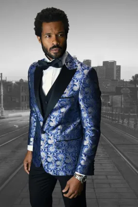 "Bellagio IV" Royal Blue 1-Button Peak Tuxedo (4-Piece Set)