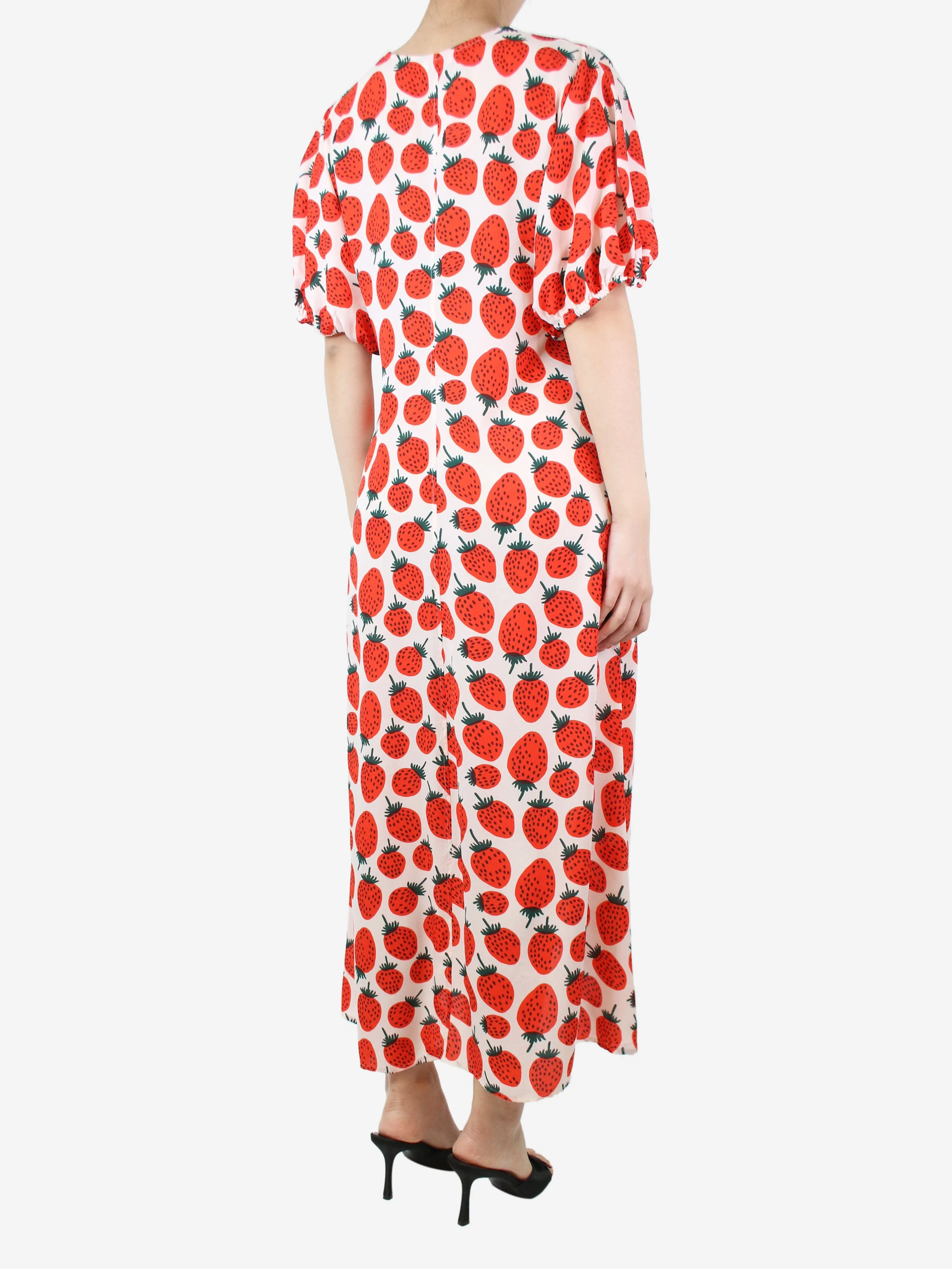 Red strawberry printed maxi dress - size M