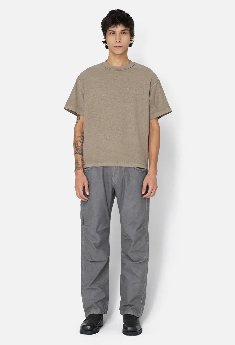 Reversed Cropped Tee / Washed Oak