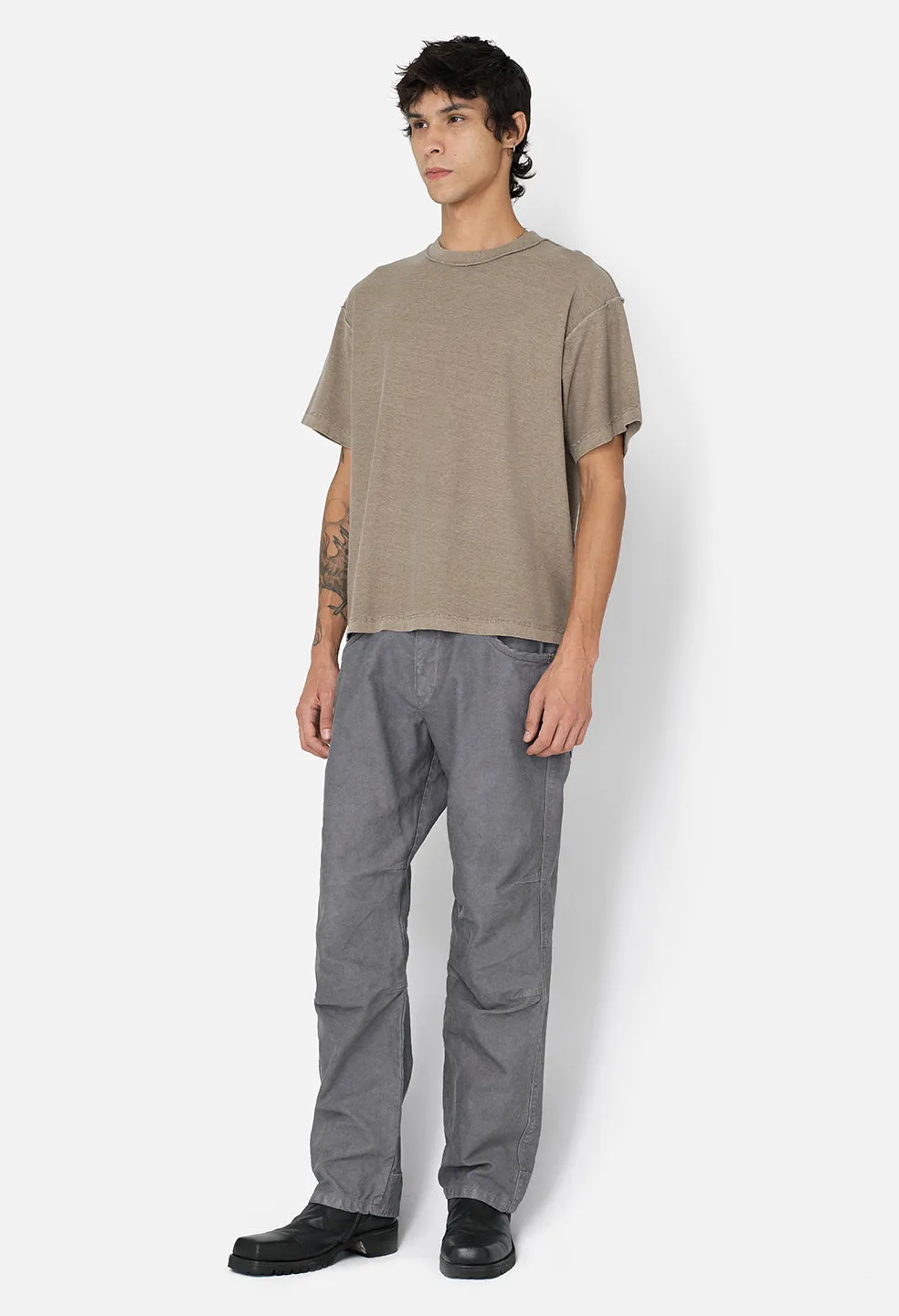 Reversed Cropped Tee / Washed Oak