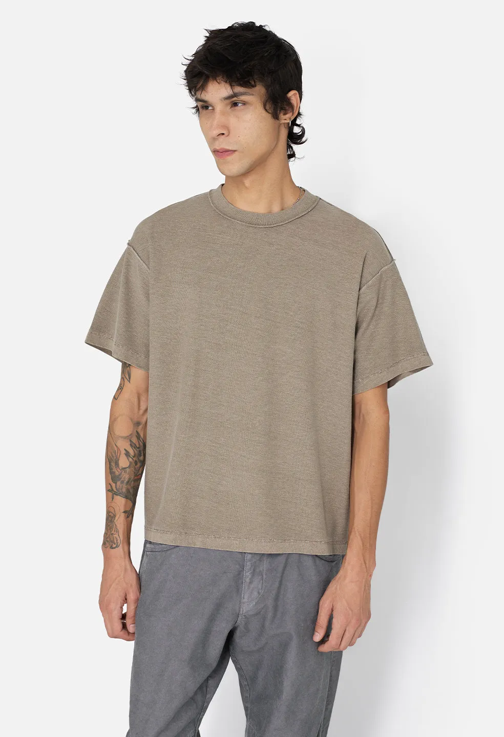 Reversed Cropped Tee / Washed Oak