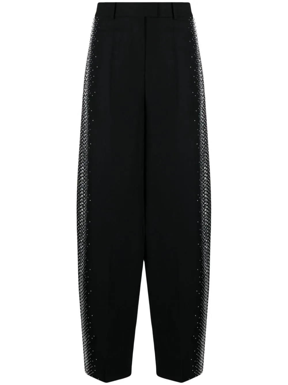 RHINESTONES DETAIL GABARDINE TROUSERS