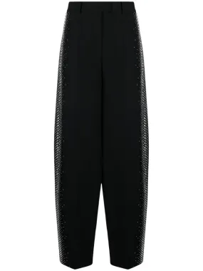 RHINESTONES DETAIL GABARDINE TROUSERS